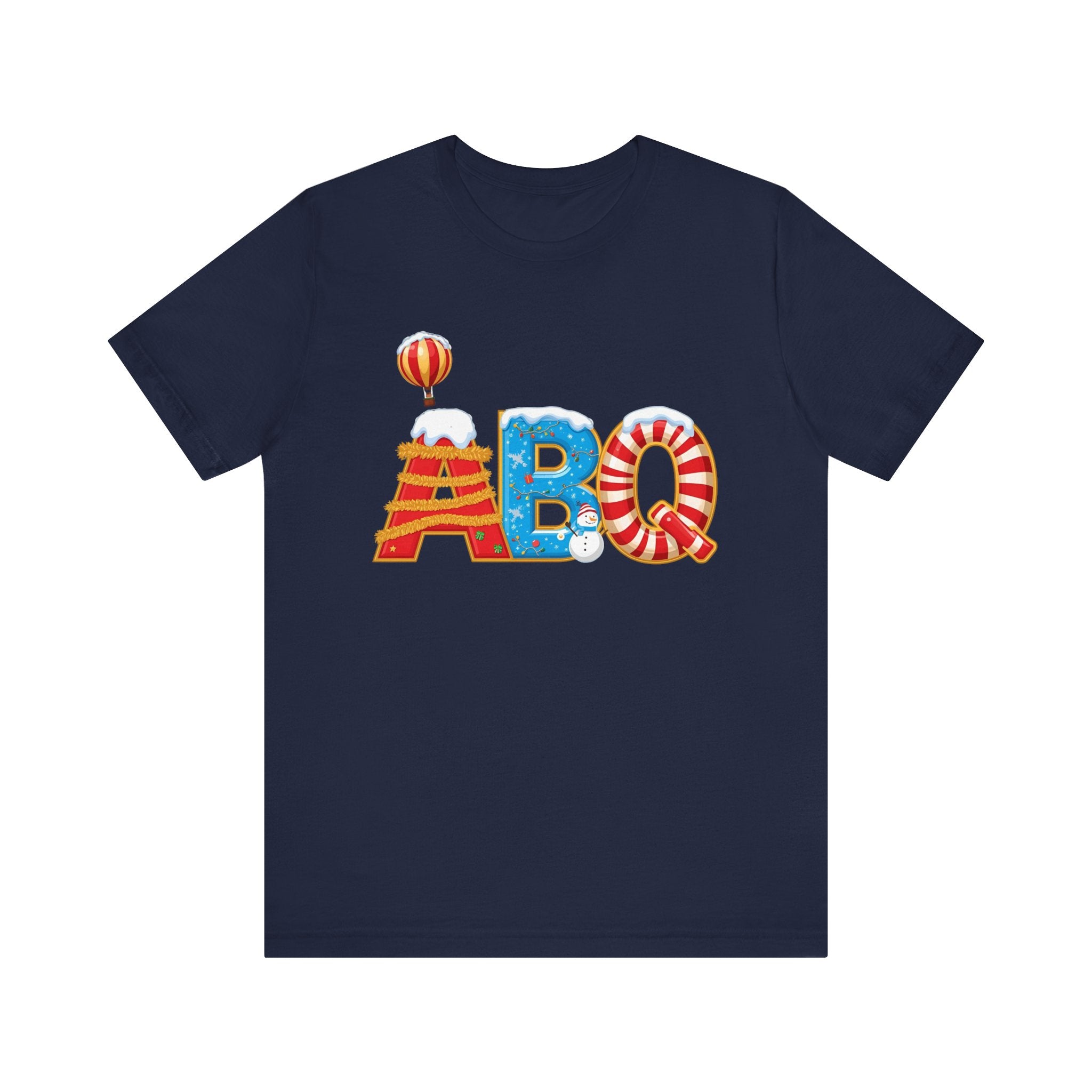 ABQ Christmas Shirt – Hot Air Balloon Candy Cane Letters Tee |  Gi| Bella Canvas 3001ft