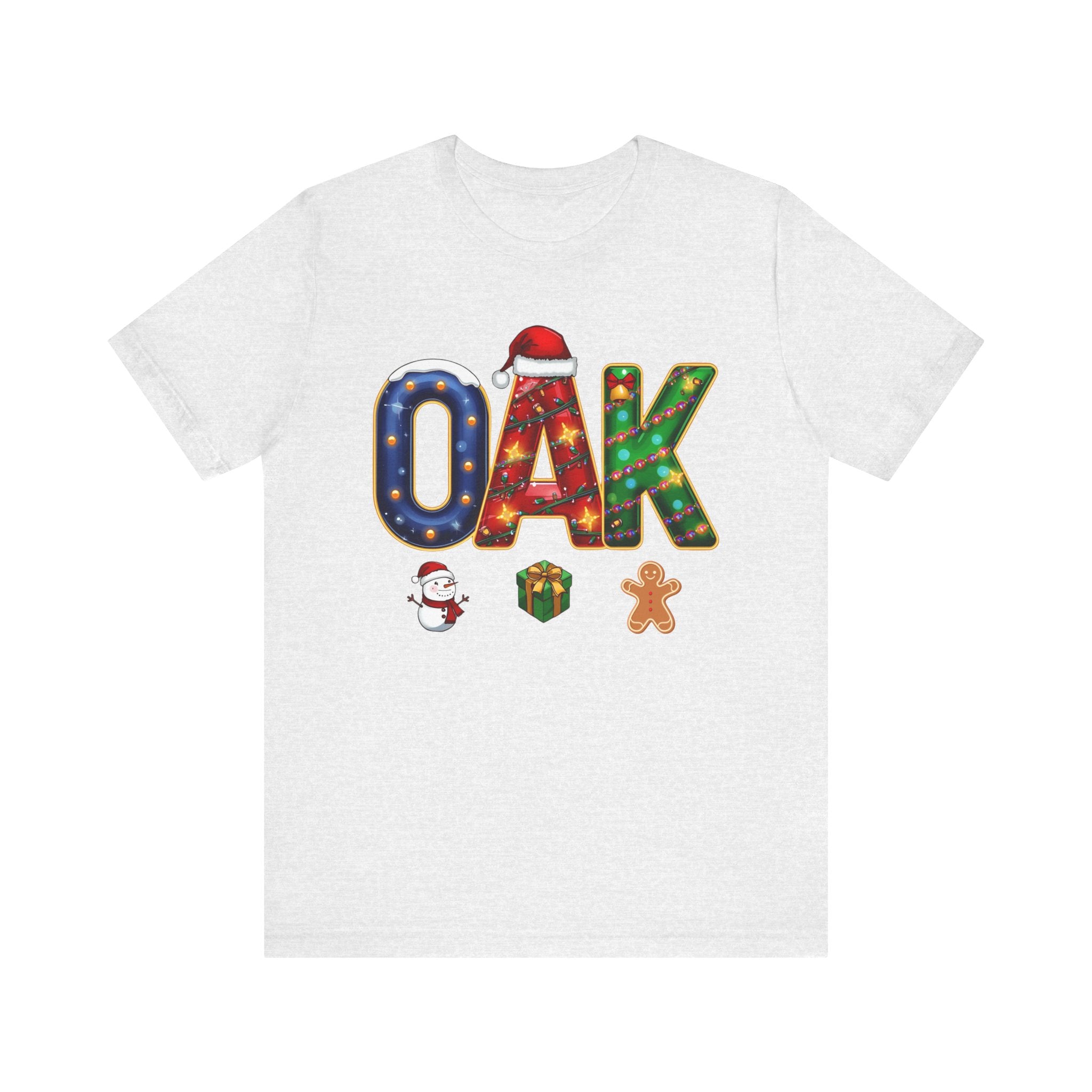 OAK Christmas Shirt – Festive Holiday Letter Art Tee | Christmas Gift | Bella Canvas 3001