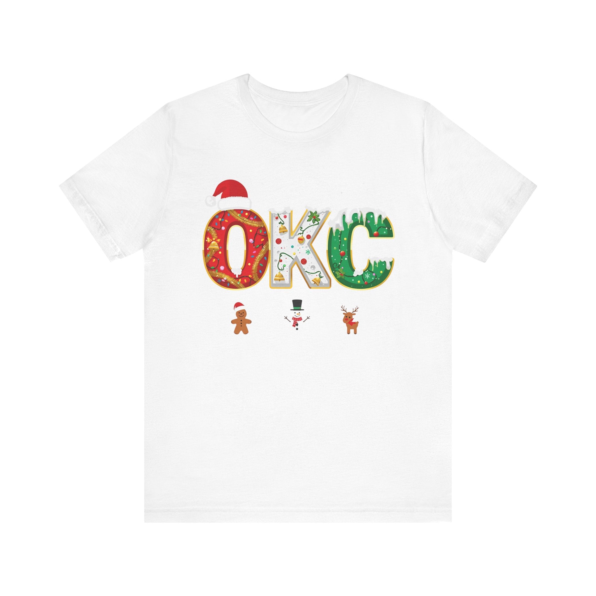 OKC Christmas Shirt – Festive Letter Art Tee | Christmas Gift | Bella Canvas 3001