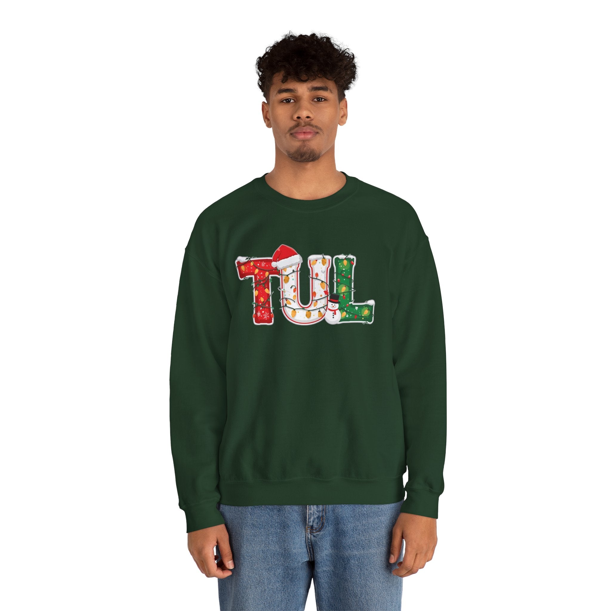 TUL Christmas Sweatshirt – Festive Holiday Letter Art Crewneck | Winter Travel Gift | Gildan 18000