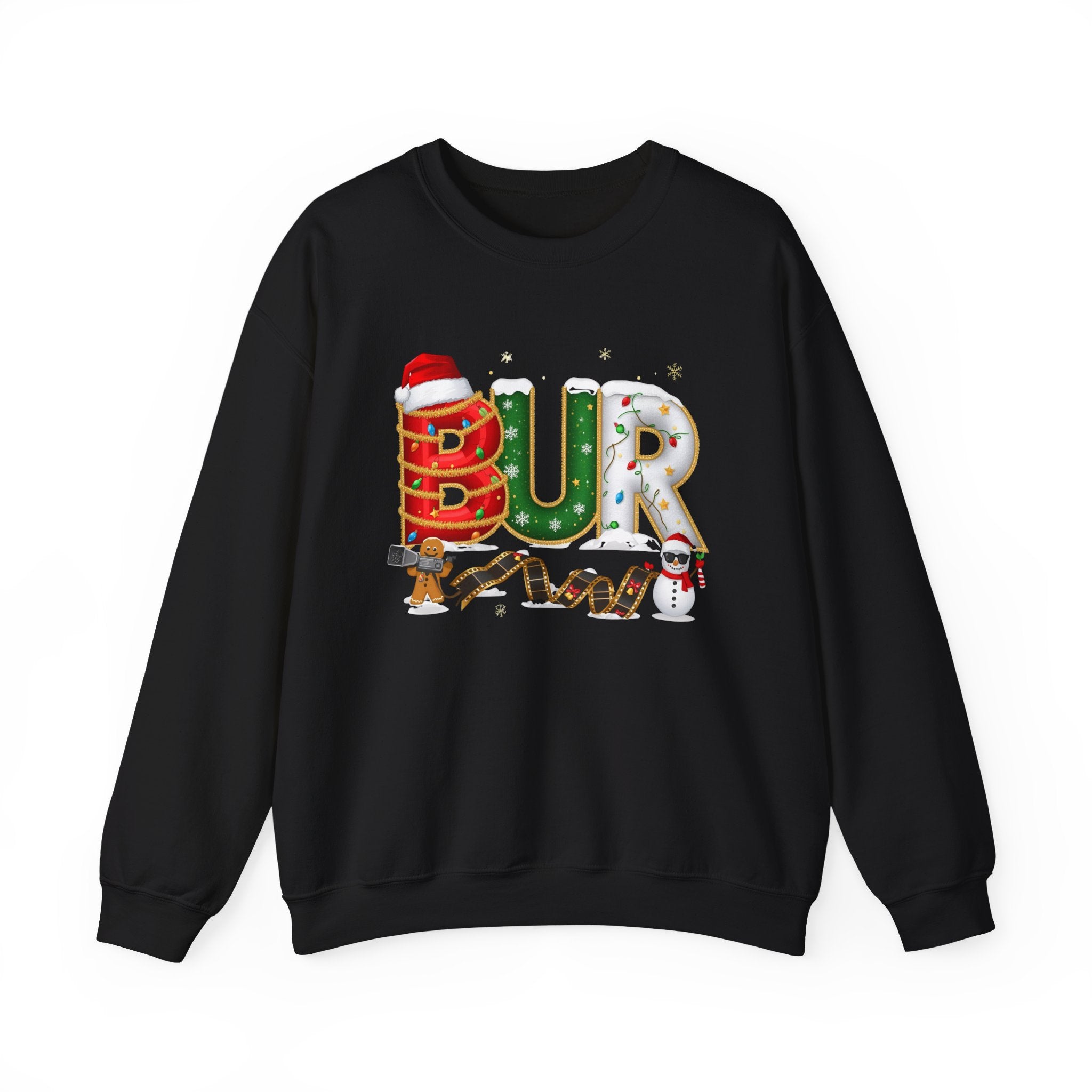 BUR Christmas Sweatshirt – Festive Holiday Letter Art Tee | Christmas Gift | Gildan 18000