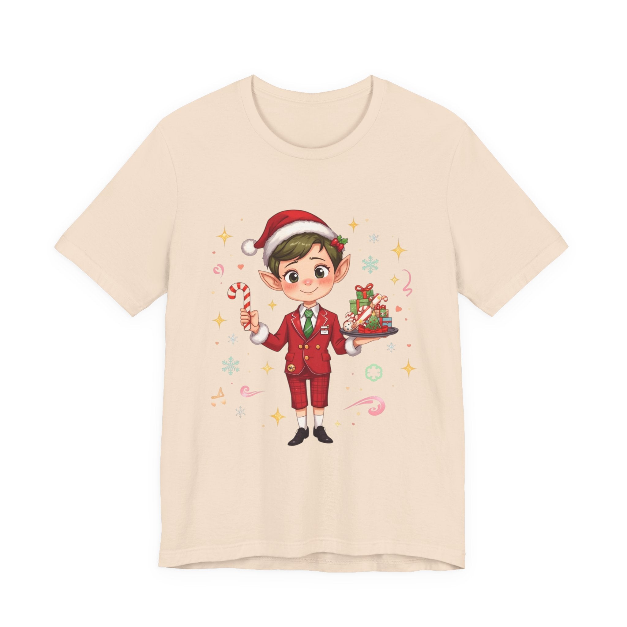 Christmas Elf Cabin crew— Cute Holiday Elf with Candy Cane & Gifts