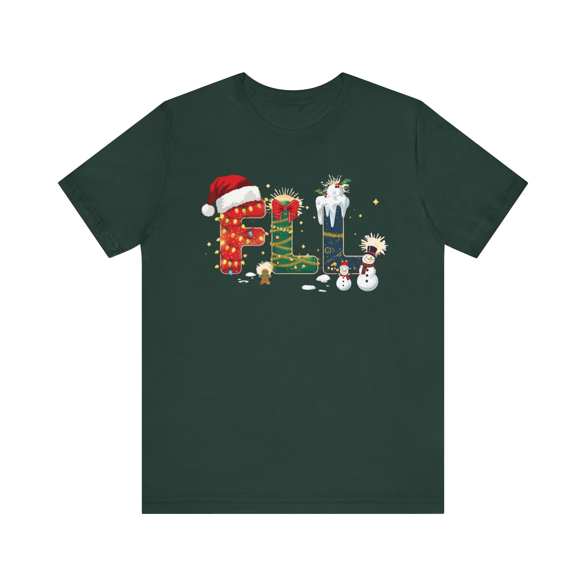 FLL Christmas Shirt – Festive Holiday Letter Art Tee | Christmas Gift | Bella Canvas 3001