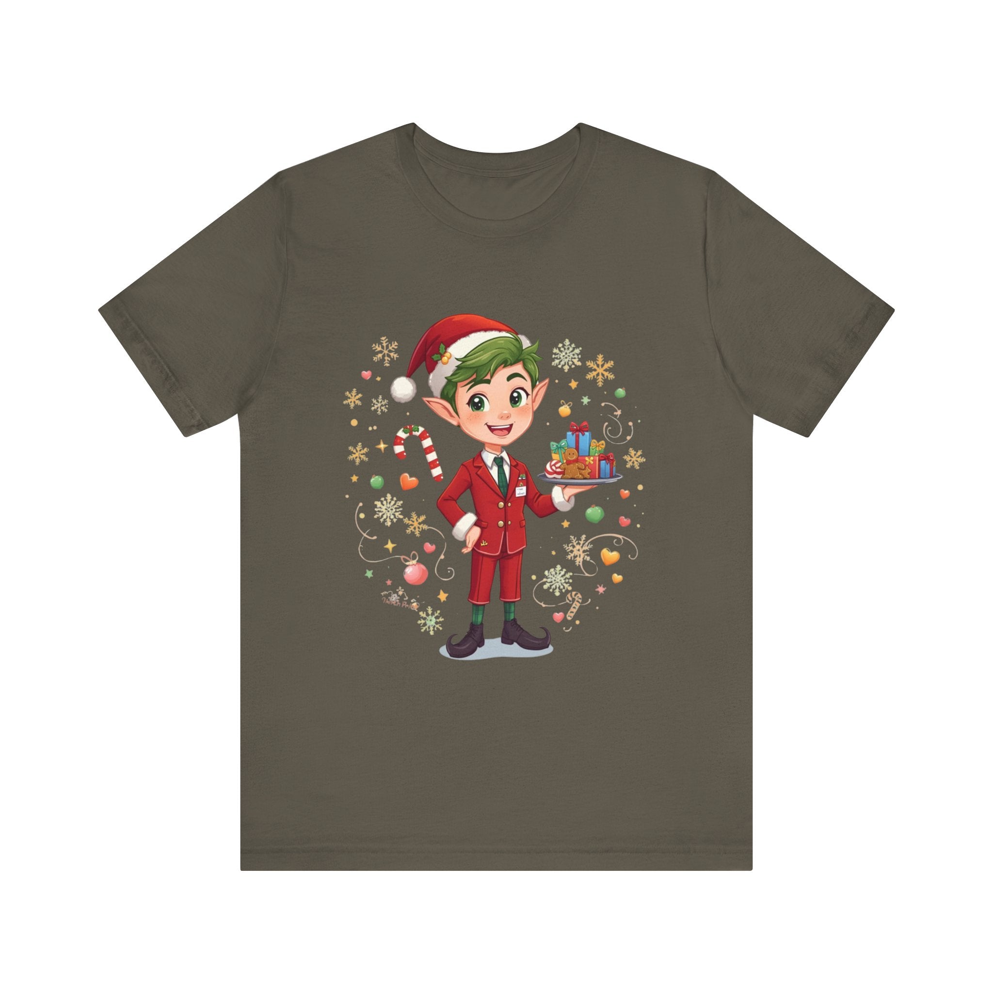 Christmas Cabin Elf Tee— Cute Holiday Elf with Presents