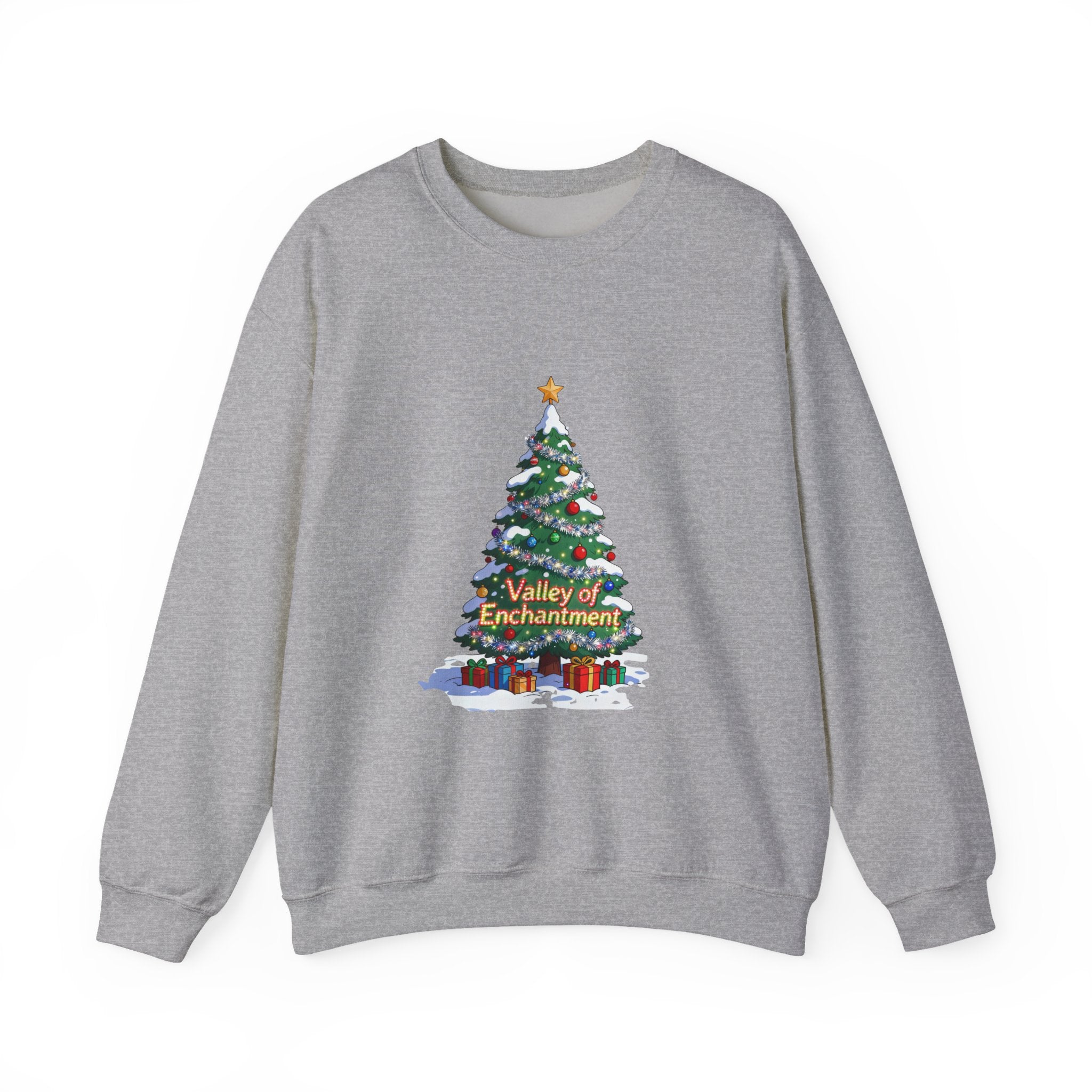 Valley of Enchantment Christmas Sweatshirt – Cute Holiday Tree Gift Crewneck | Mountain Town Christmas Gift | Gildan 18000