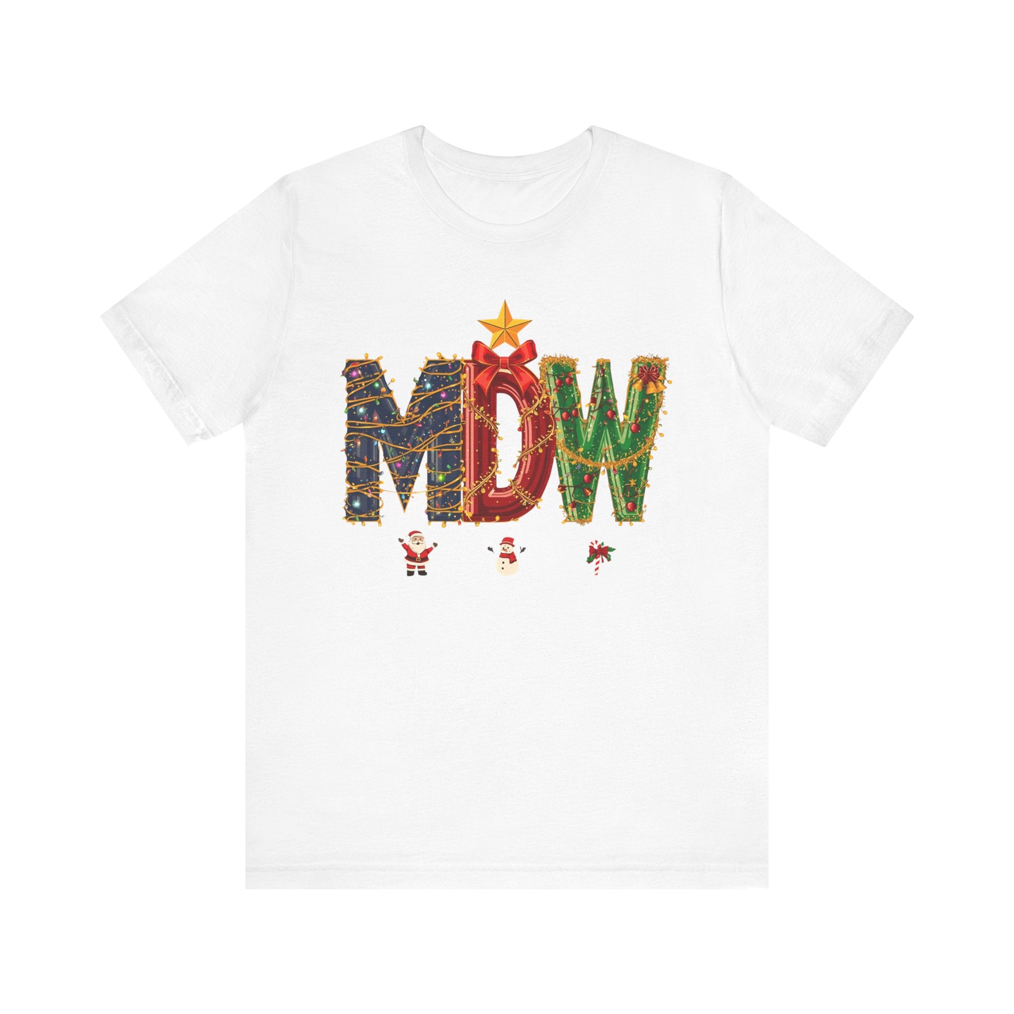 MDW Christmas Shirt – Festive Holiday Letter Art Tee | Christmas Gift | Bella Canvas 3001