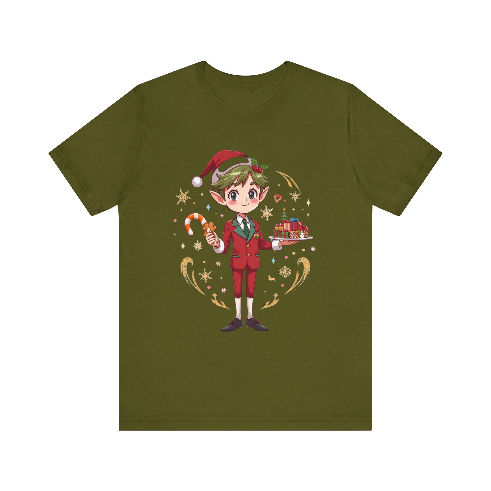 Christmas Cabin Elf Tee — Cute Candy Cane & Holiday Village Graphic Shirt