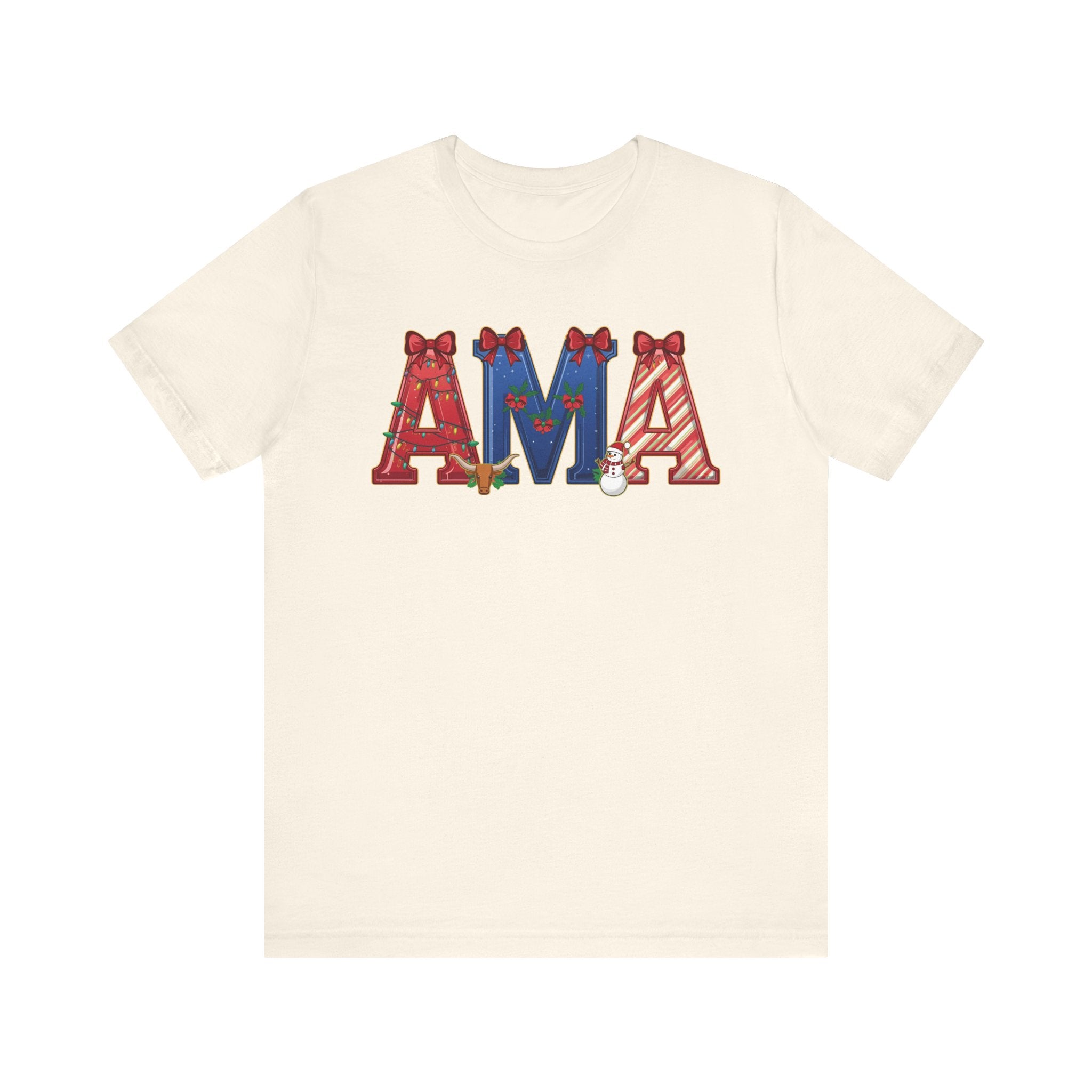 AMA Christmas Shirt – Festive Holiday Letter Art Tee | Christmas Gift | Bella Canvas 3001