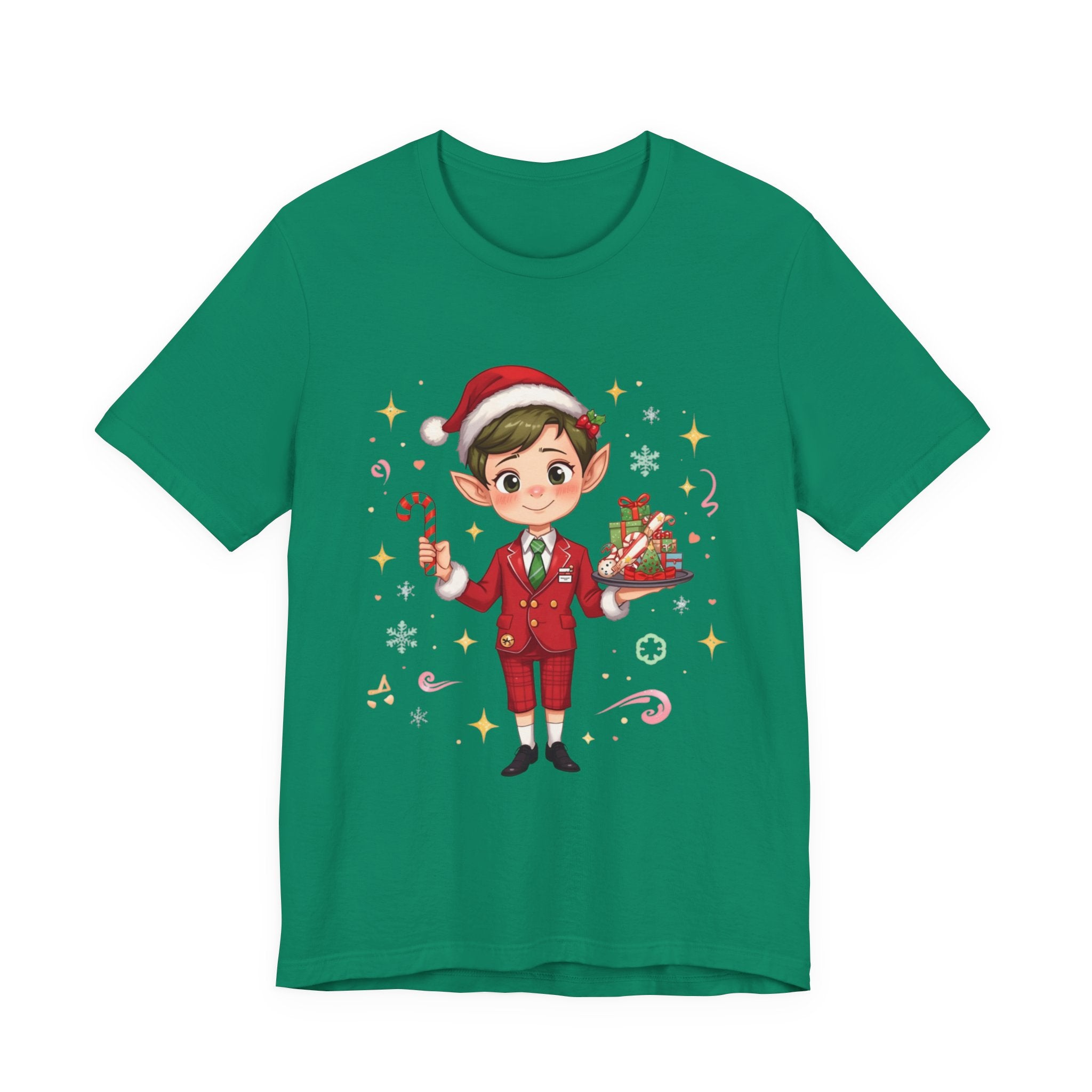 Christmas Elf Cabin crew— Cute Holiday Elf with Candy Cane & Gifts