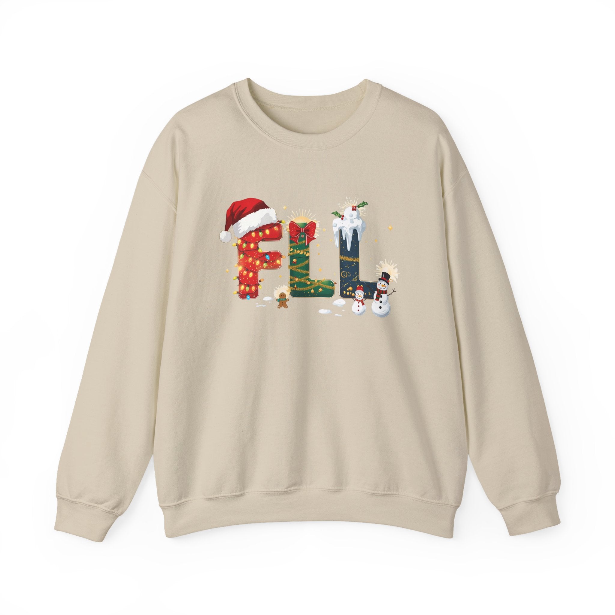 FLL Christmas Sweatshirt – Festive Holiday Letter Art Tee | Christmas Gift | Gildan 18000