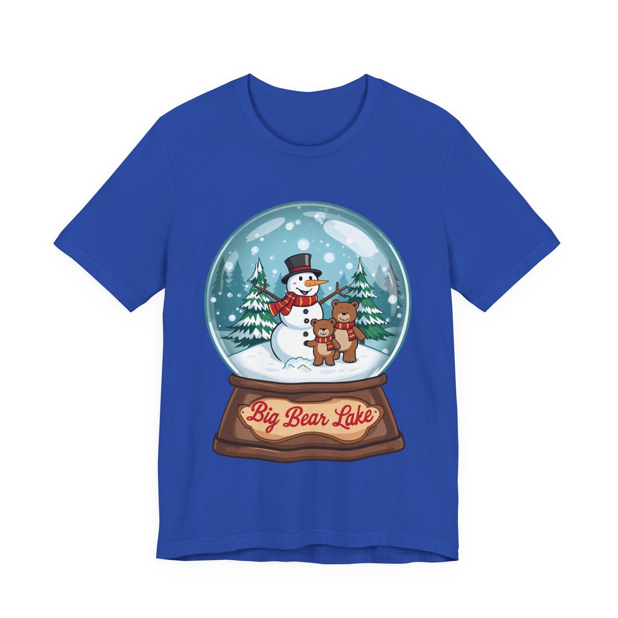 Big Bear Lake Snow Globe Christmas Shirt – Cute Winter Snowman & Bears Tee | Holiday Mountain Shirt | California Xmas Souvenir | Bella Canvas 3001