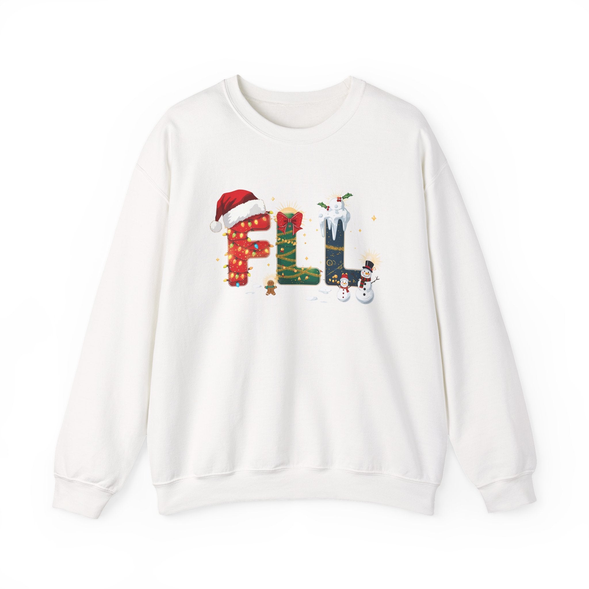 FLL Christmas Sweatshirt – Festive Holiday Letter Art Tee | Christmas Gift | Gildan 18000