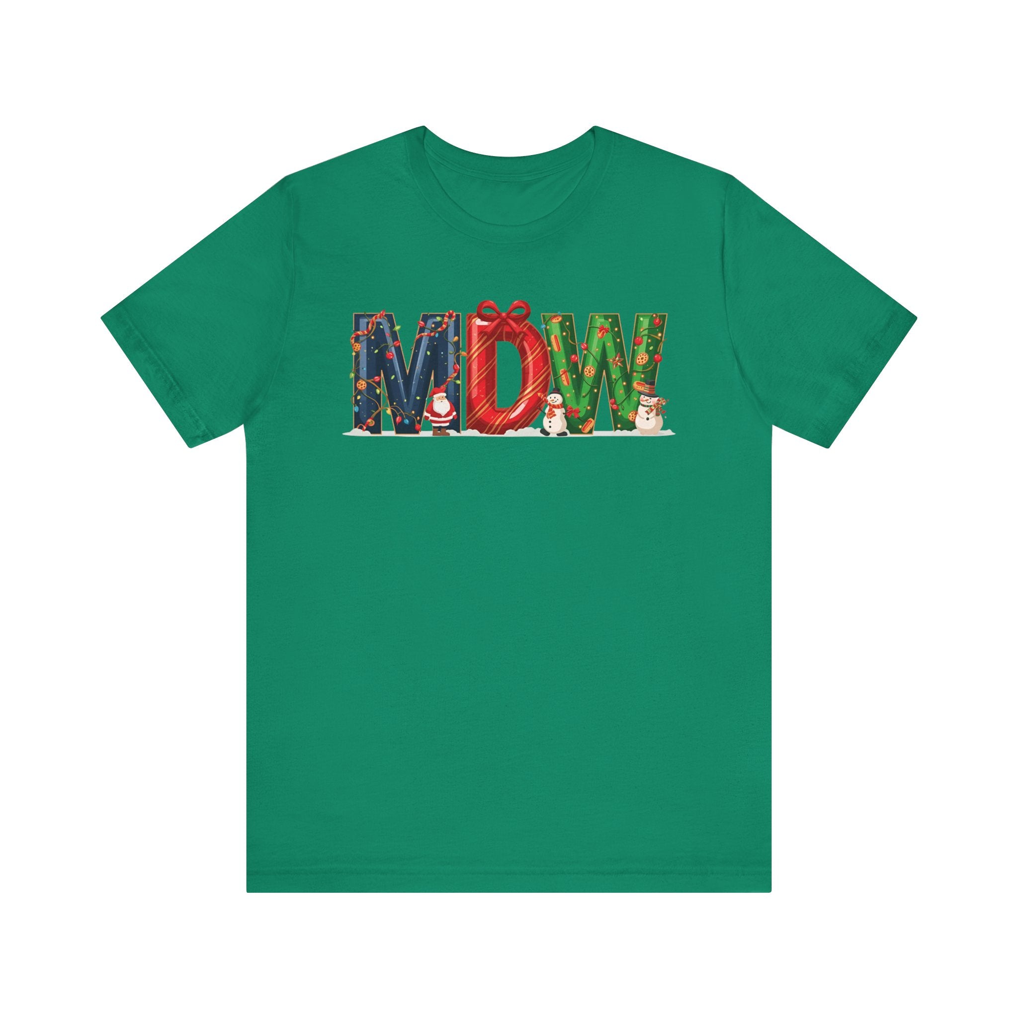 MDW Christmas Shirt – Festive Holiday Letter Art Tee | Christmas Gift | Bella Canvas 3001