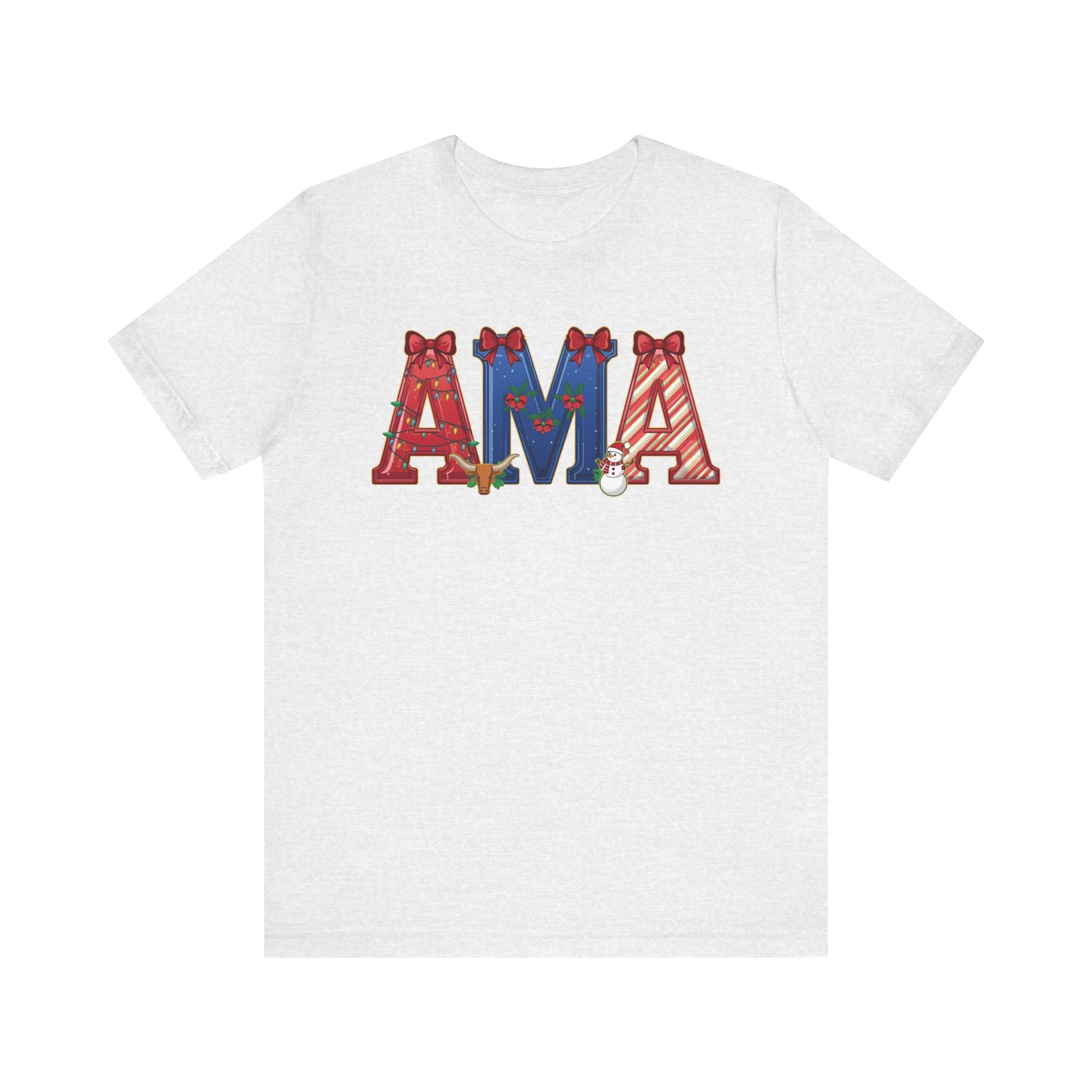 AMA Christmas Shirt – Festive Holiday Letter Art Tee | Christmas Gift | Bella Canvas 3001
