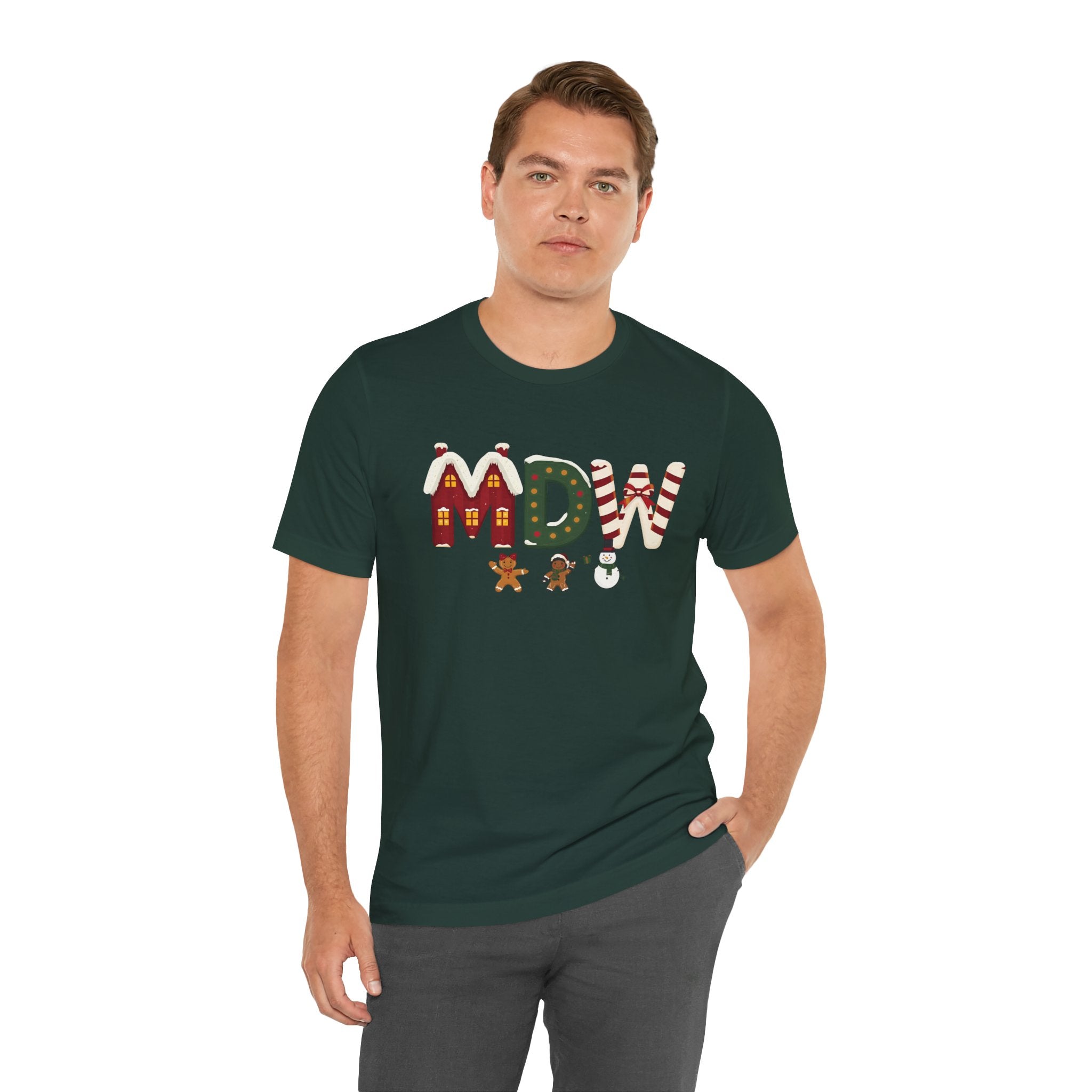 MDW Christmas Shirt – Festive Holiday Letter Art Tee | Christmas Gift | Bella Canvas 3001