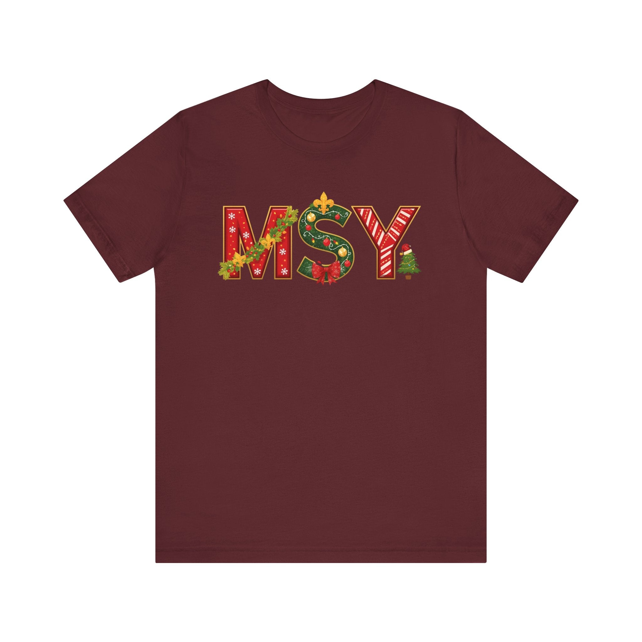 MSY Christmas Shirt – Festive Letter Art Tee | Christmas Gift | Bella Canvas 3001