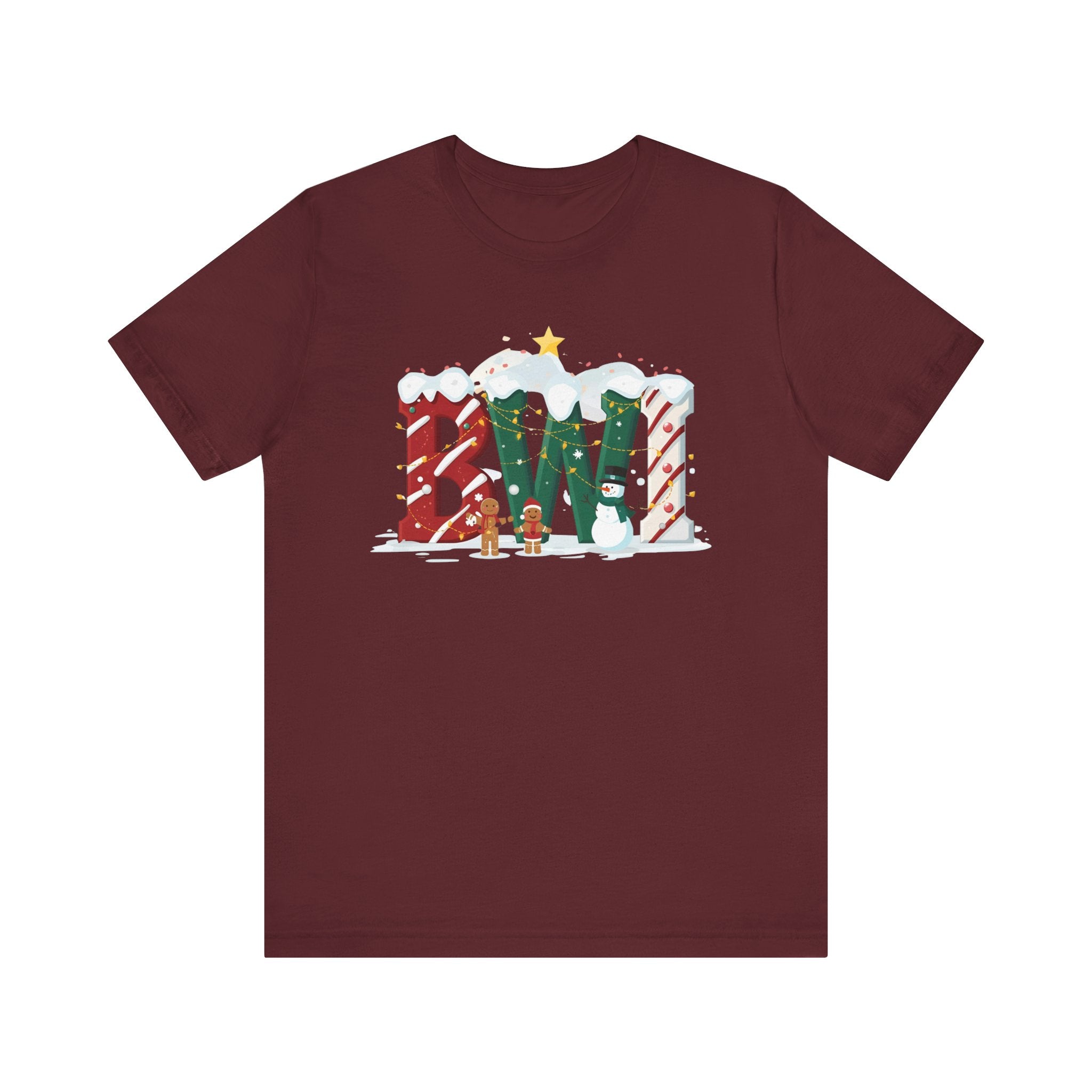 BWI Christmas Shirt – Festive Holiday Letter Art Tee | Christmas Gift | Bella Canvas 3001