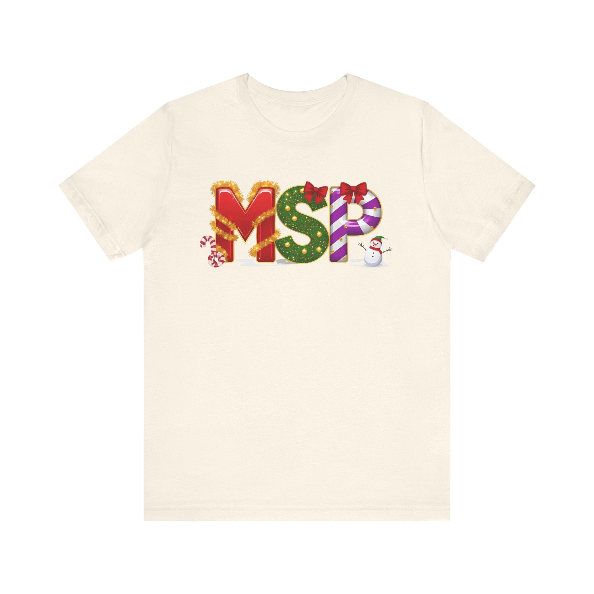 MSP Christmas Shirt – Festive Holiday Letter Art Tee | Christmas Gift | Bella Canvas 3001