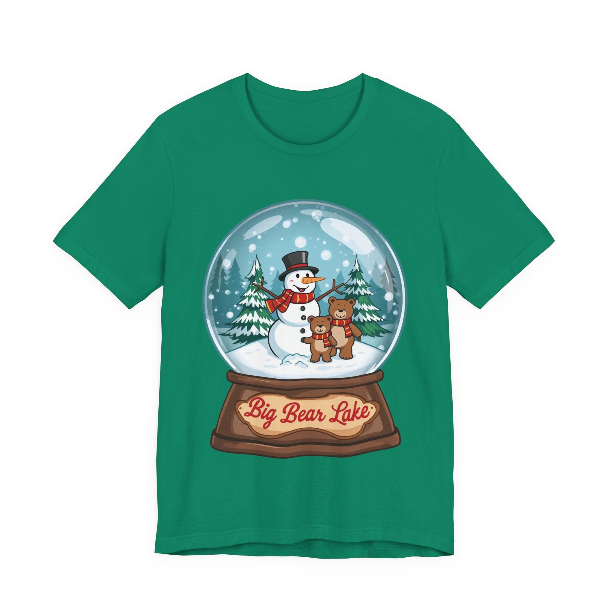 Big Bear Lake Snow Globe Christmas Shirt – Cute Winter Snowman & Bears Tee | Holiday Mountain Shirt | California Xmas Souvenir | Bella Canvas 3001