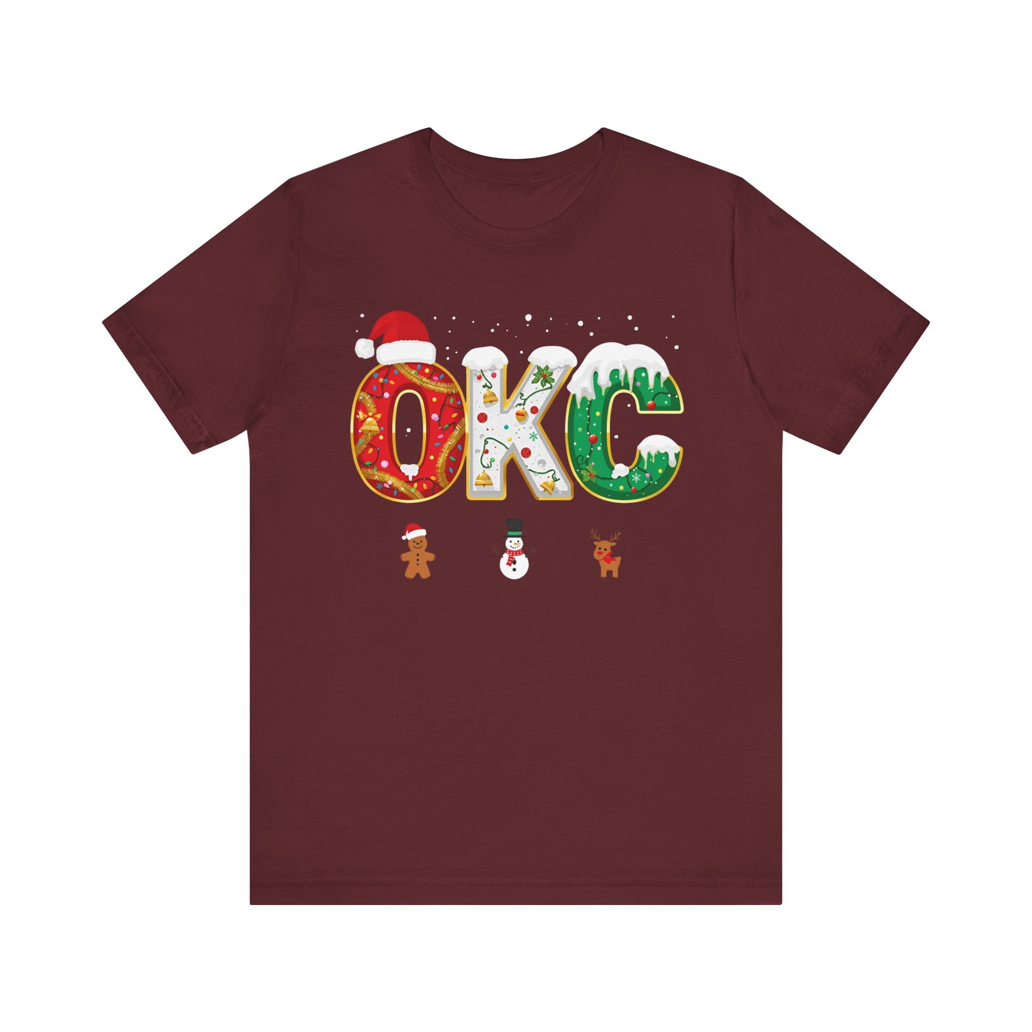 OKC Christmas Shirt – Festive Letter Art Tee | Christmas Gift | Bella Canvas 3001