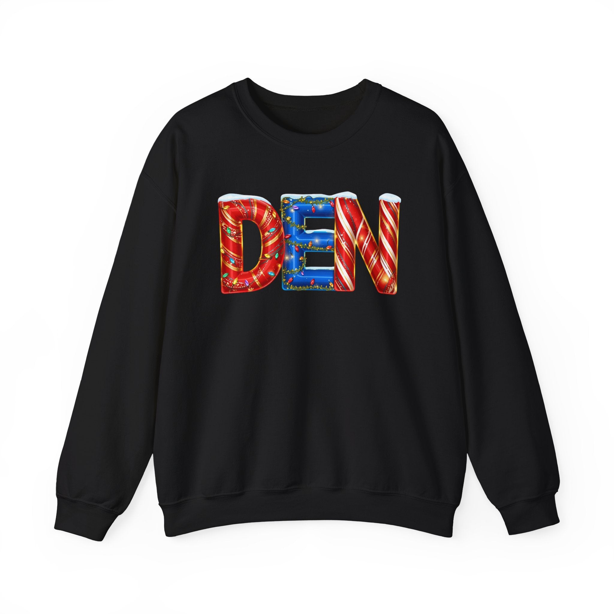DEN Christmas Sweatshirt  – Festive Holiday Letter Art Tee | Christmas Gift | Gildan 18000