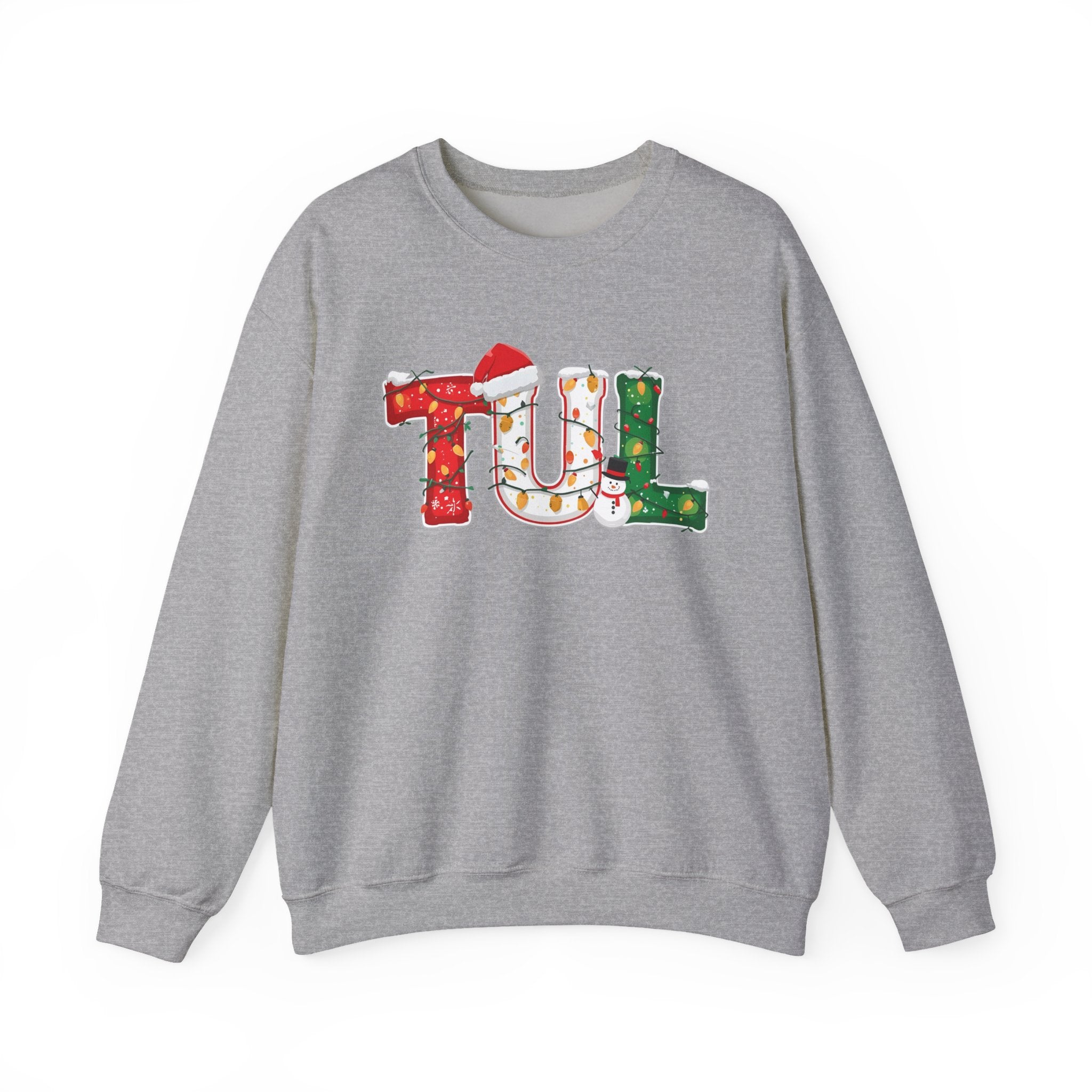 TUL Christmas Sweatshirt – Festive Holiday Letter Art Crewneck | Winter Travel Gift | Gildan 18000