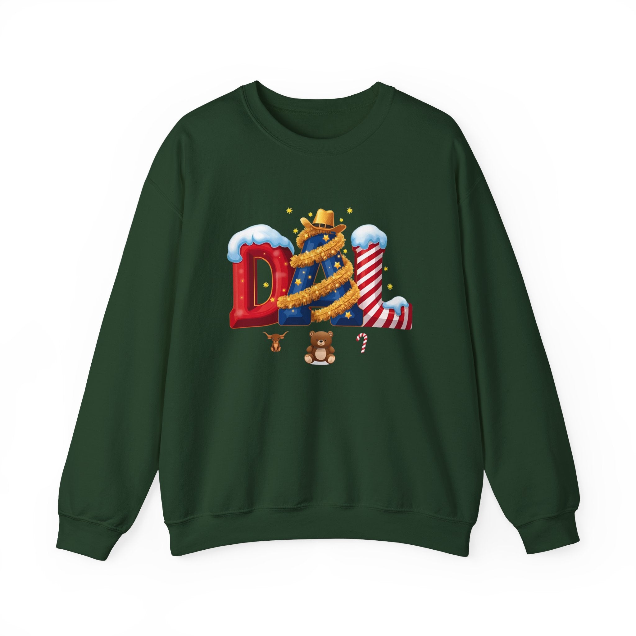 DAL Christmas Sweatshirt – Festive Holiday Letter Art Tee | Christmas Gift | Gildan 18000