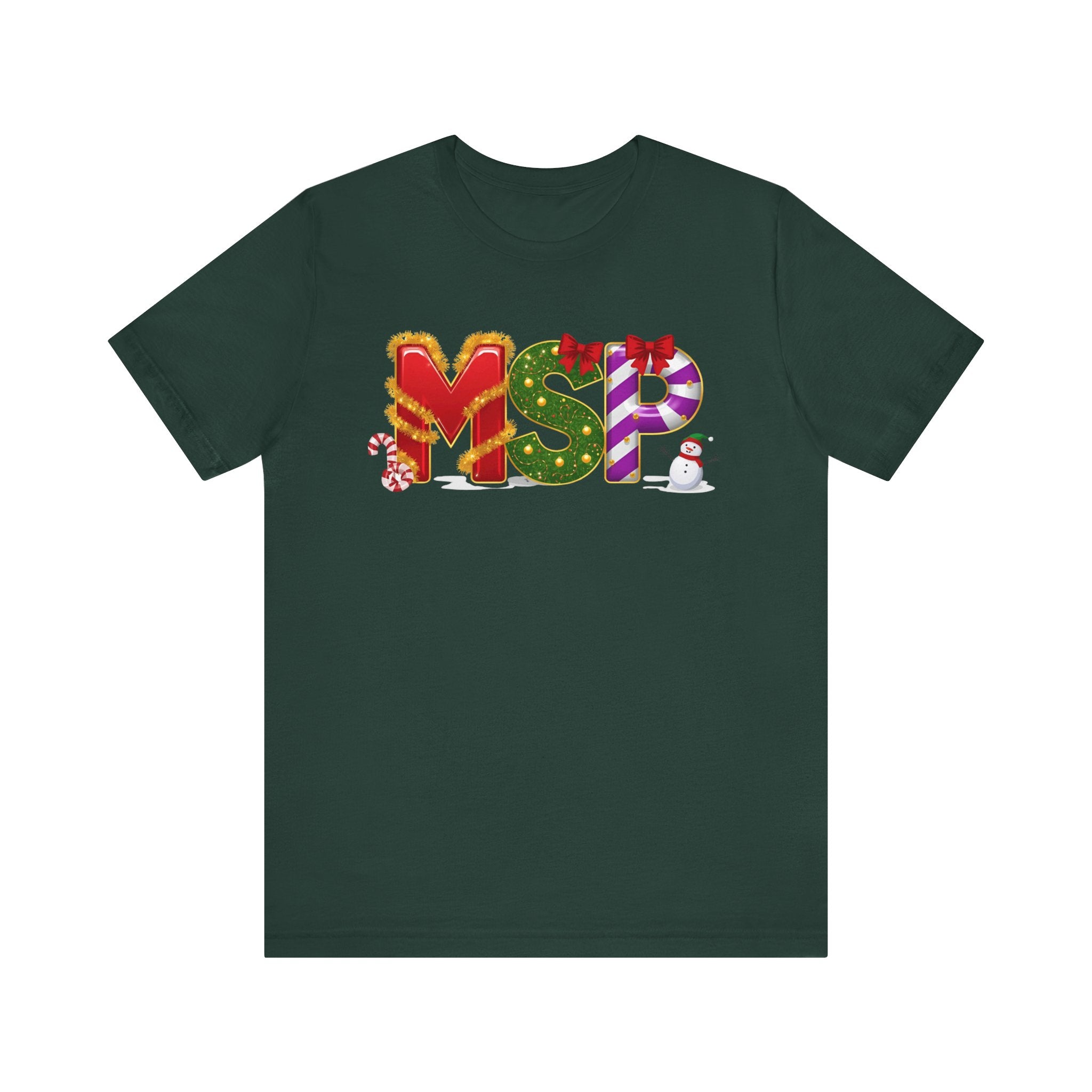 MSP Christmas Shirt – Festive Holiday Letter Art Tee | Christmas Gift | Bella Canvas 3001