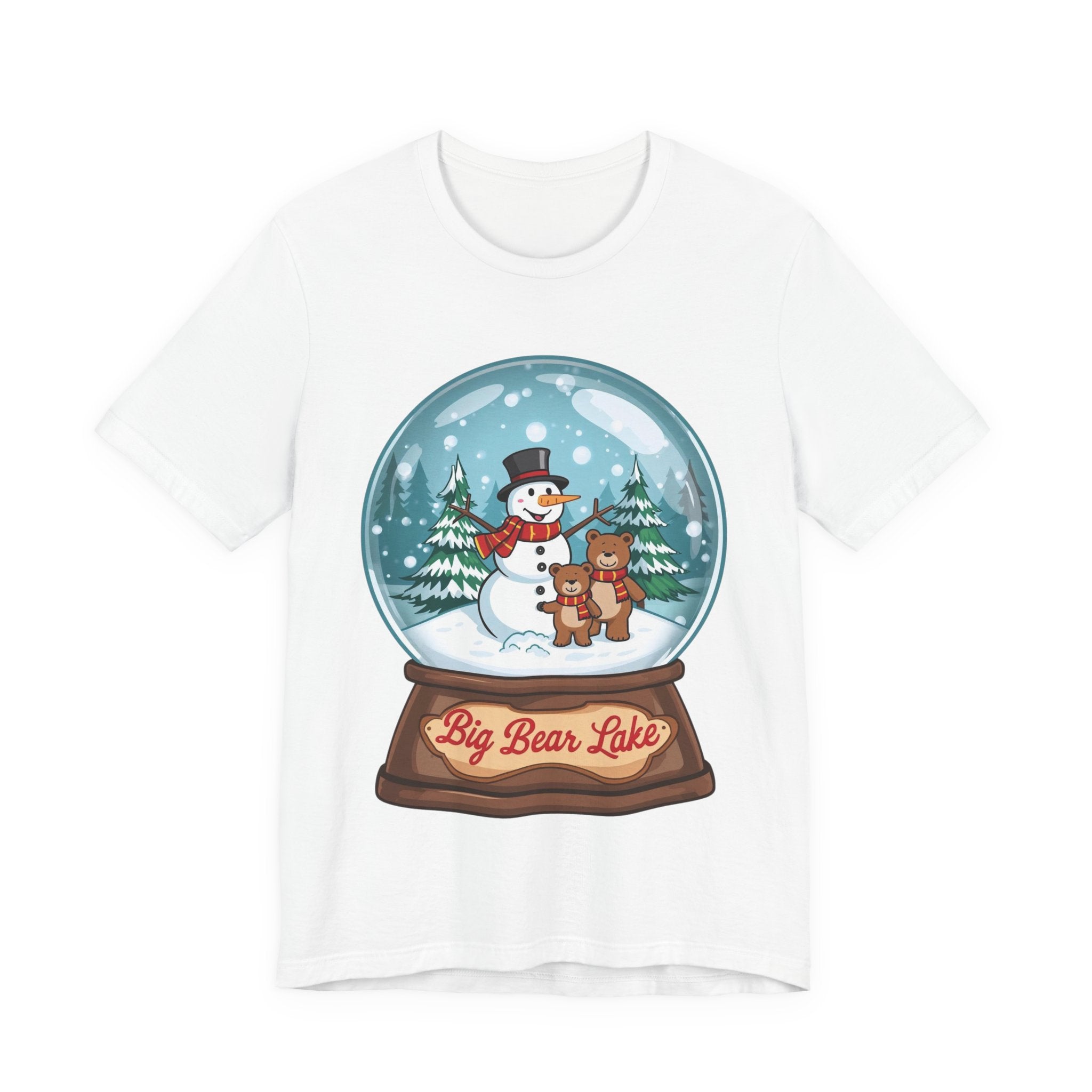Big Bear Lake Snow Globe Christmas Shirt – Cute Winter Snowman & Bears Tee | Holiday Mountain Shirt | California Xmas Souvenir | Bella Canvas 3001