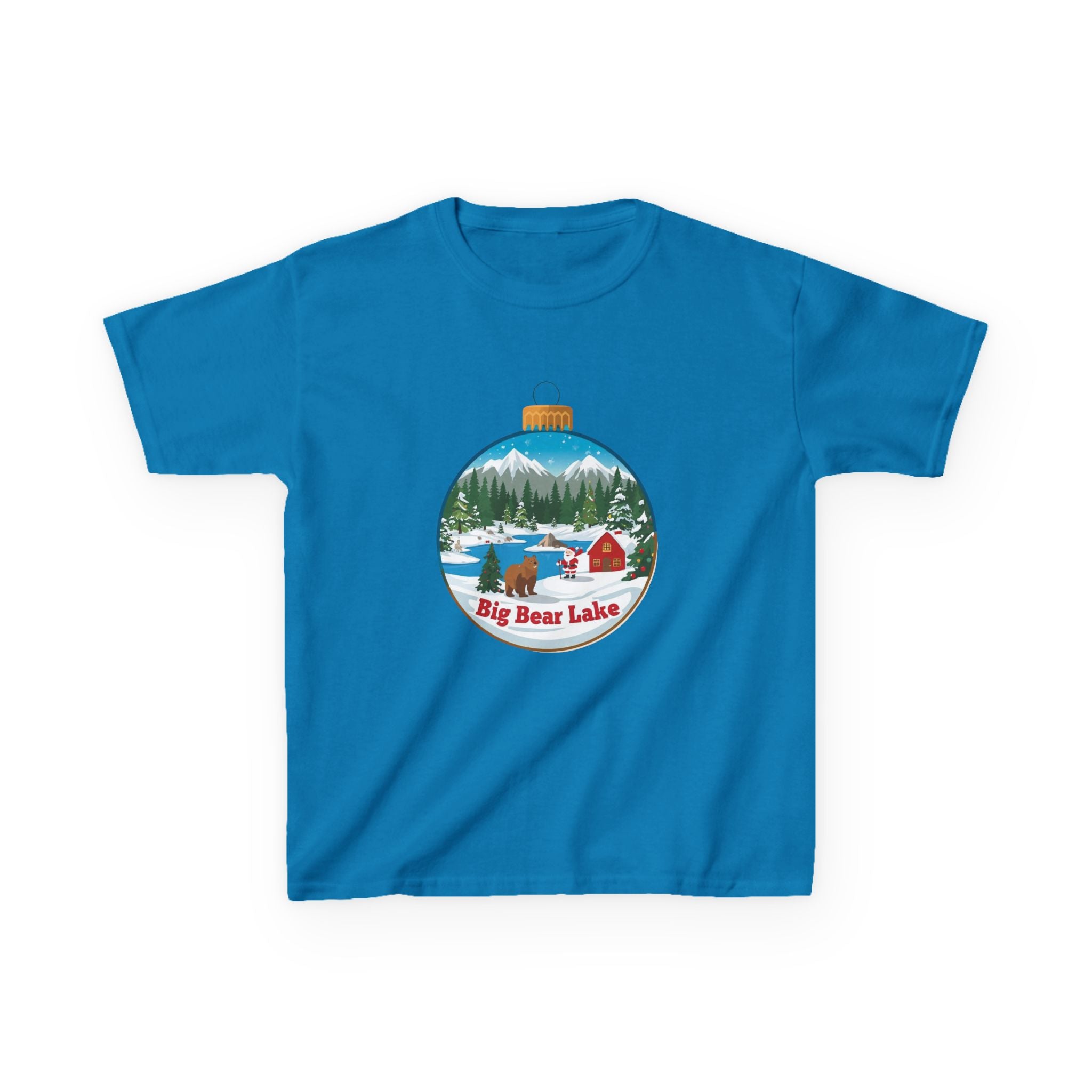 Kids Big Bear Lake Christmas Shirt – Santa Winter Ornament Cabin Tee | Cute Mountain Holiday Shirt | Santa & Bear Gift Tee | Gildan 5000B