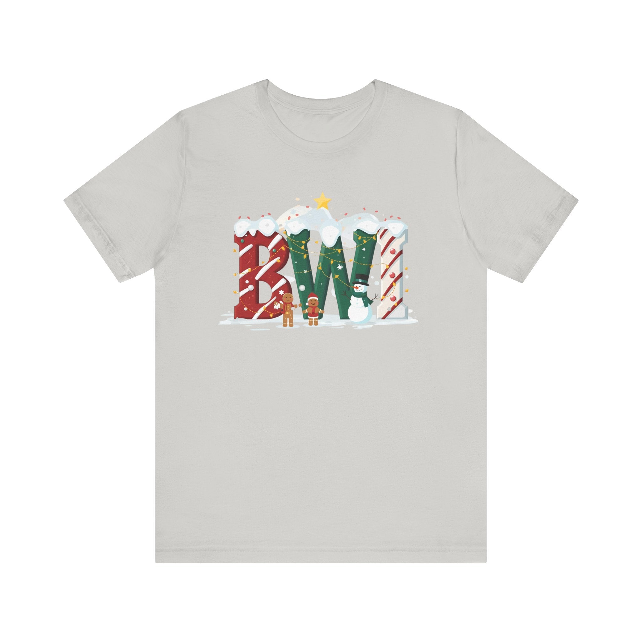 BWI Christmas Shirt – Festive Holiday Letter Art Tee | Christmas Gift | Bella Canvas 3001