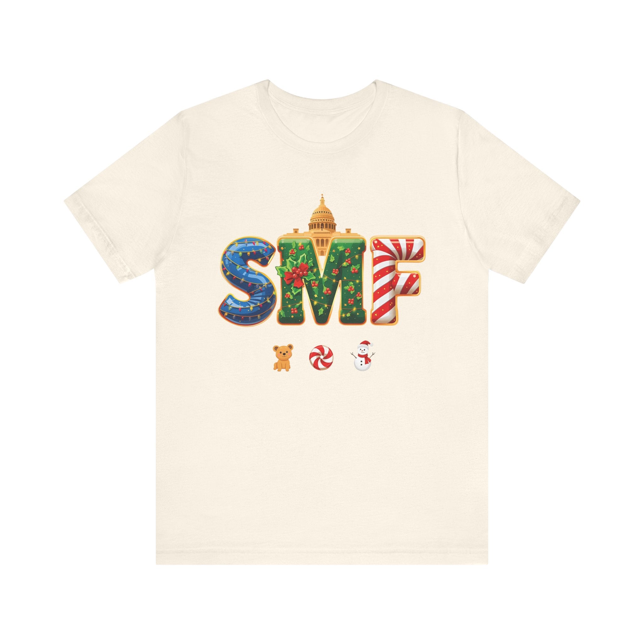 SMF Christmas Shirt – Festive Holiday Letters Tee | Christmas Gift | Bella Canvas 3001