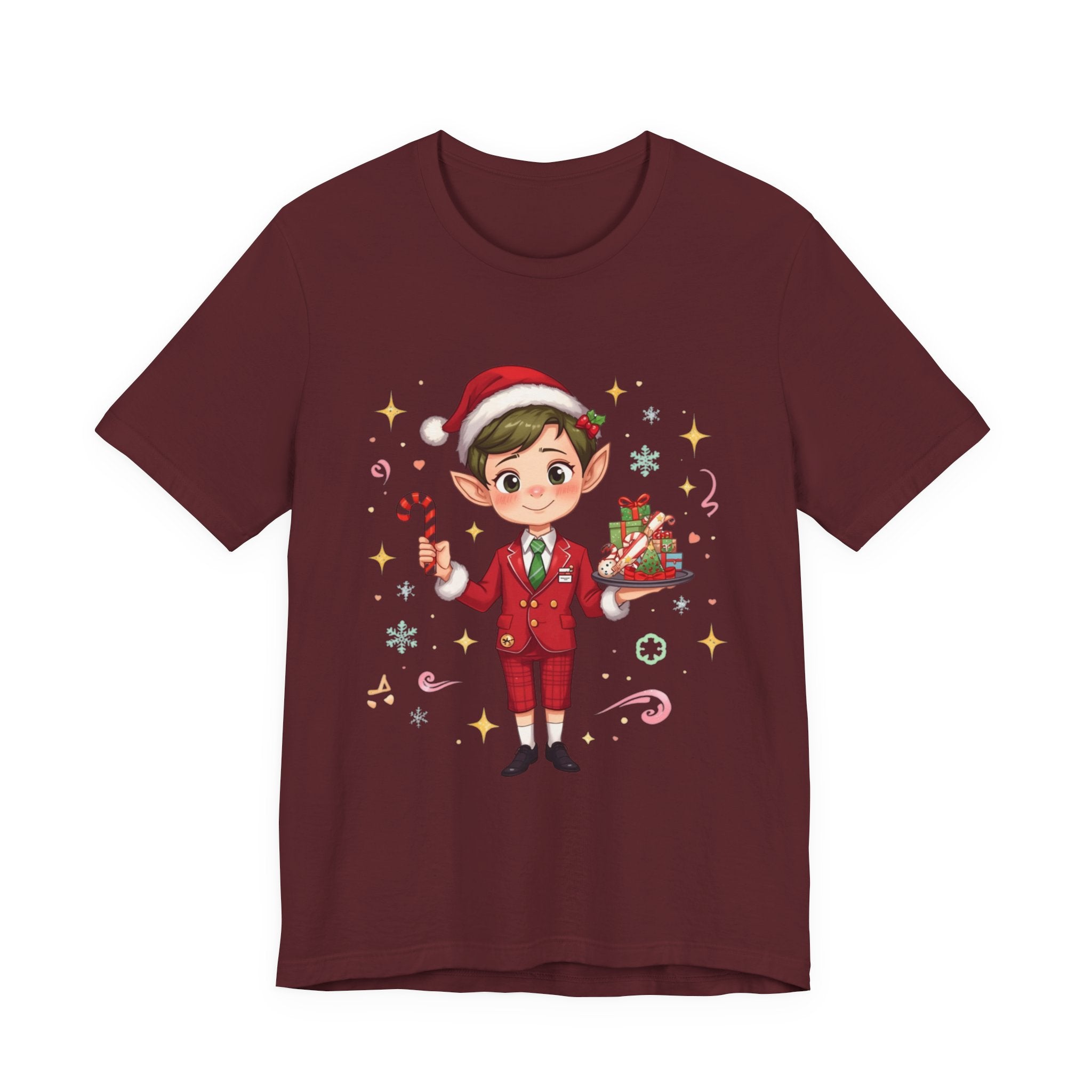 Christmas Elf Cabin crew— Cute Holiday Elf with Candy Cane & Gifts