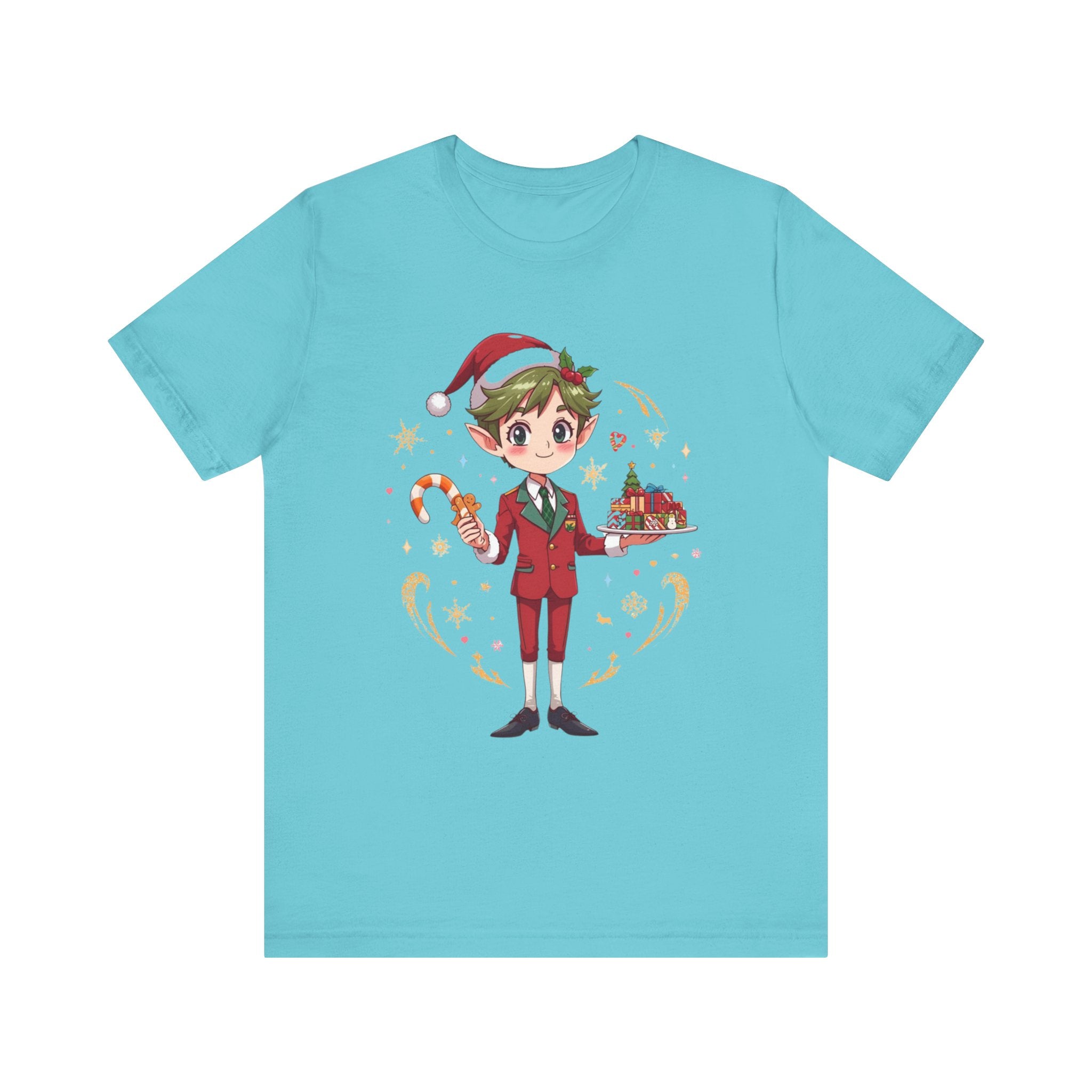 Christmas Cabin Elf Tee — Cute Candy Cane & Holiday Village Graphic Shirt