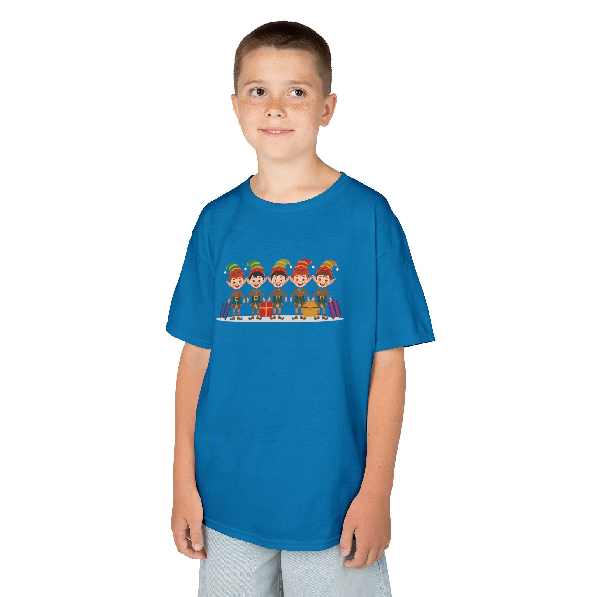 Kids Christmas Elves Travel Shirt — Cute Holiday Elf T-Shirt | Gildan 5000B