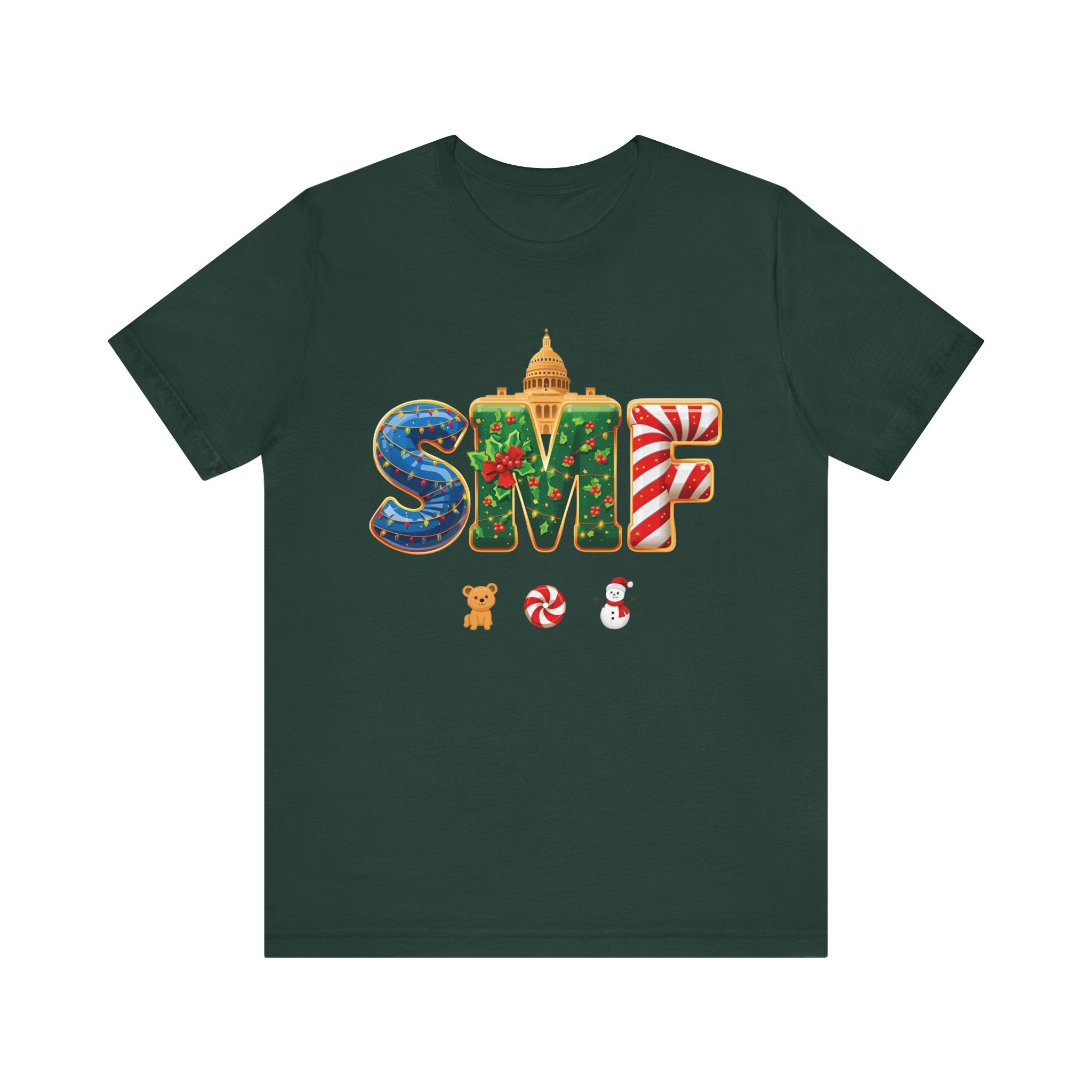 SMF Christmas Shirt – Festive Holiday Letters Tee | Christmas Gift | Bella Canvas 3001