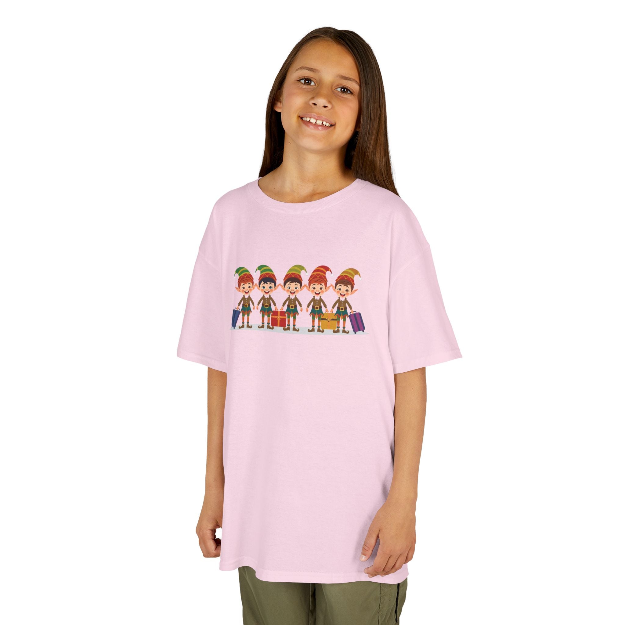 Kids Christmas Elves Travel Shirt — Cute Holiday Elf T-Shirt | Gildan 5000B