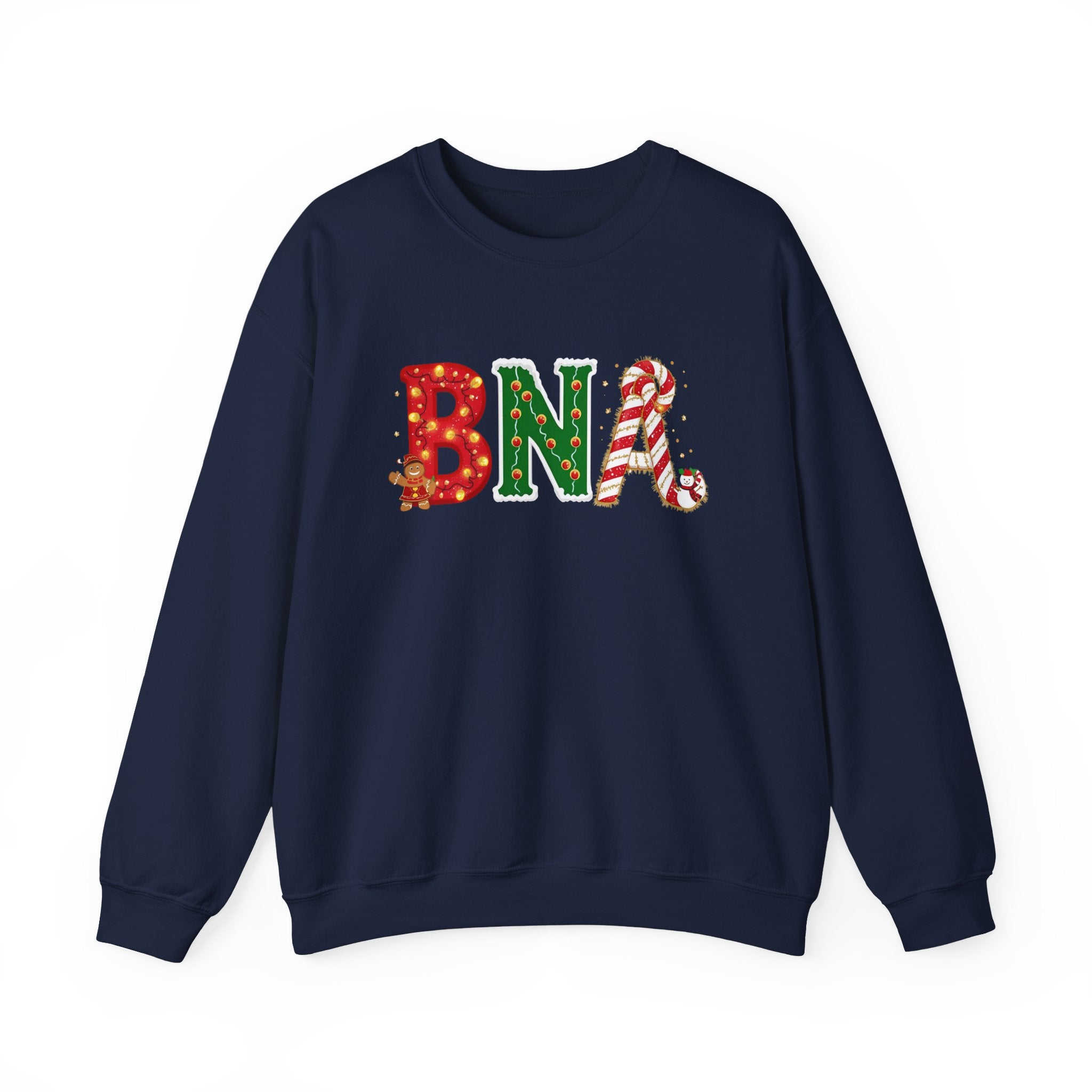 BNA Christmas Sweatshirt – Festive Holiday Letter Art Tee | Christmas Gift | Gildan 18000