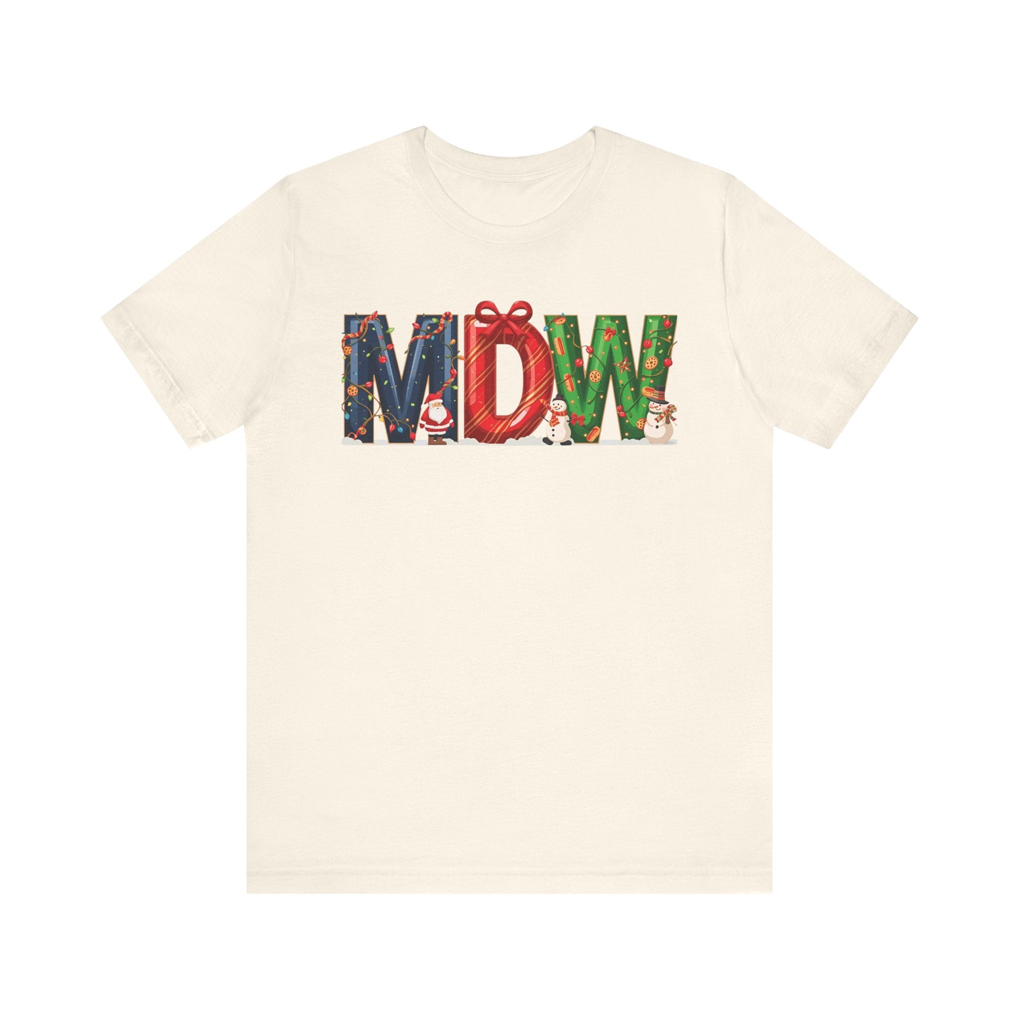 MDW Christmas Shirt – Festive Holiday Letter Art Tee | Winter Travel Gift | Bella Canvas 3001