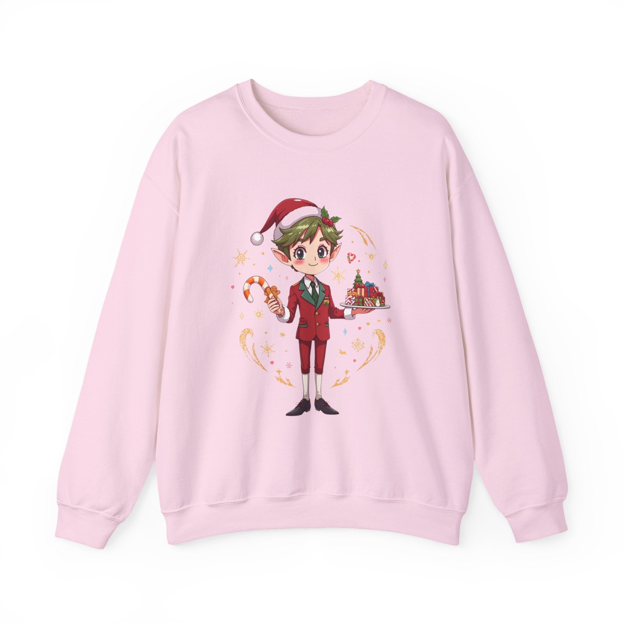 Christmas Cabin  Elf Crewneck Sweatshirt – Cute Holiday Candy Cane Design