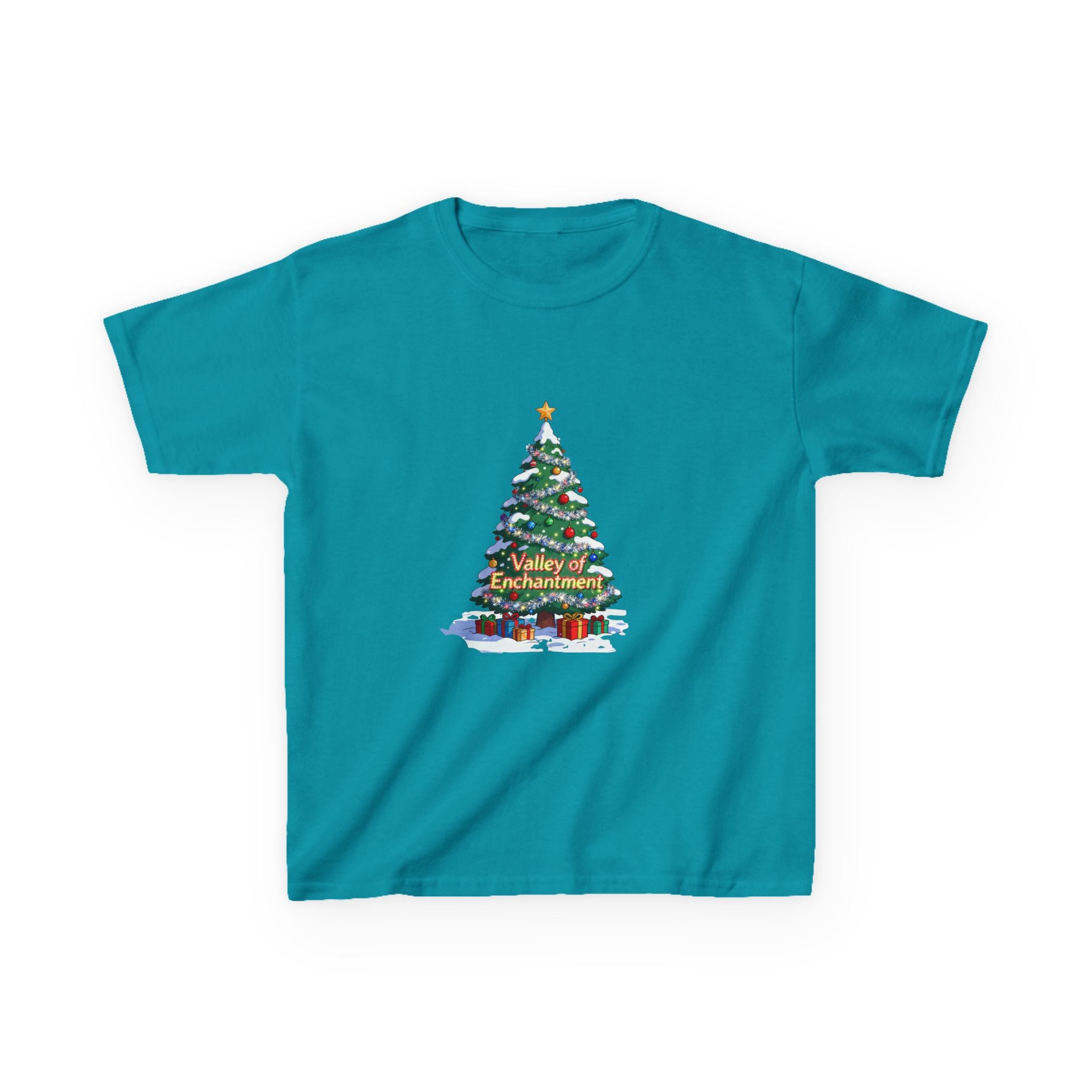 Valley of Enchantment Christmas Kids Shirt – Cute Holiday Tree Gift Tee | Mountain Town Christmas Gift for Kids | Gildan 5000B