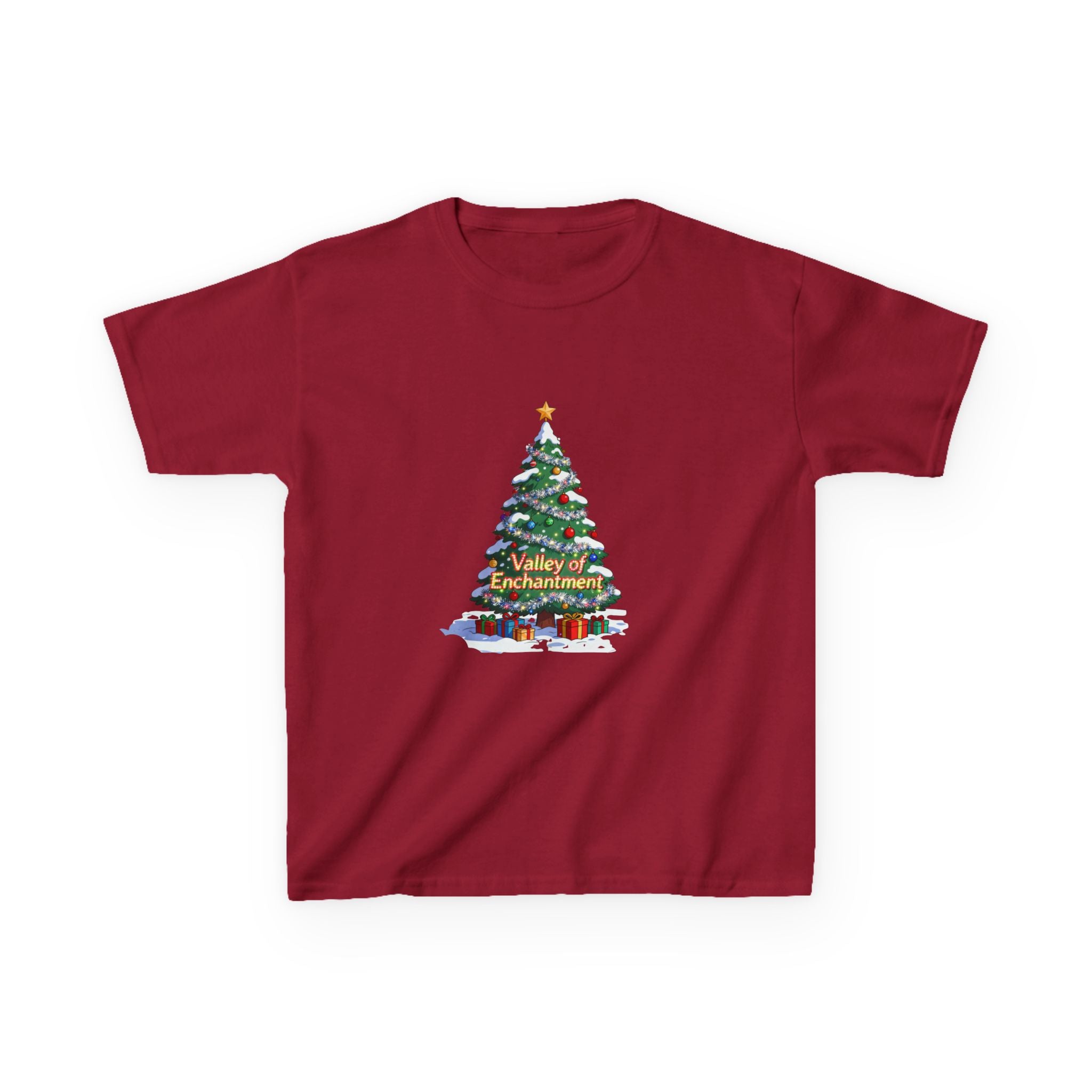 Valley of Enchantment Christmas Kids Shirt – Cute Holiday Tree Gift Tee | Mountain Town Christmas Gift for Kids | Gildan 5000B