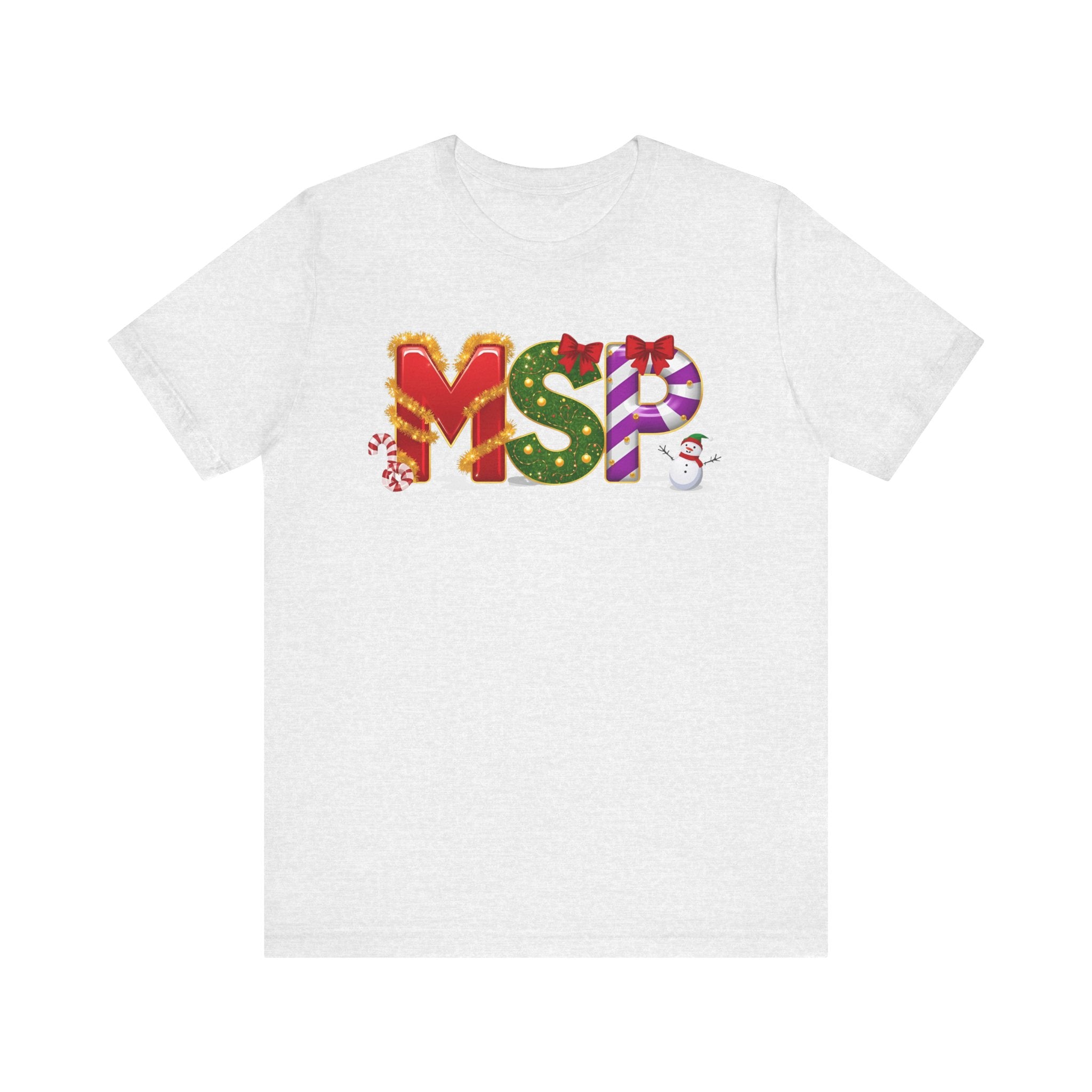 MSP Christmas Shirt – Festive Holiday Letter Art Tee | Christmas Gift | Bella Canvas 3001