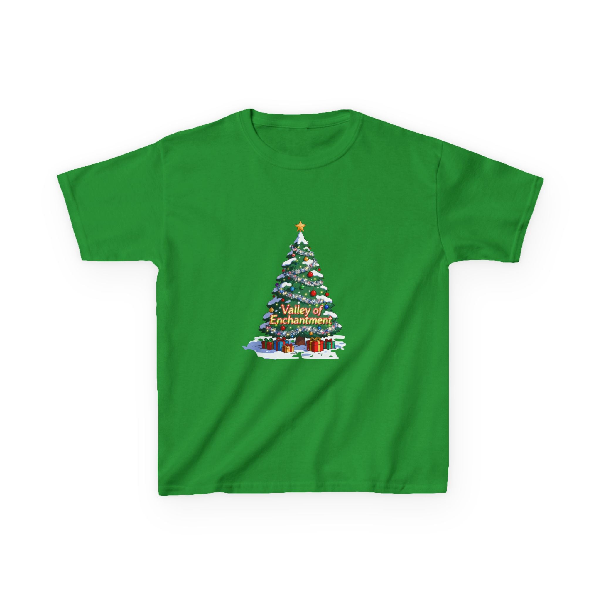 Valley of Enchantment Christmas Kids Shirt – Cute Holiday Tree Gift Tee | Mountain Town Christmas Gift for Kids | Gildan 5000B