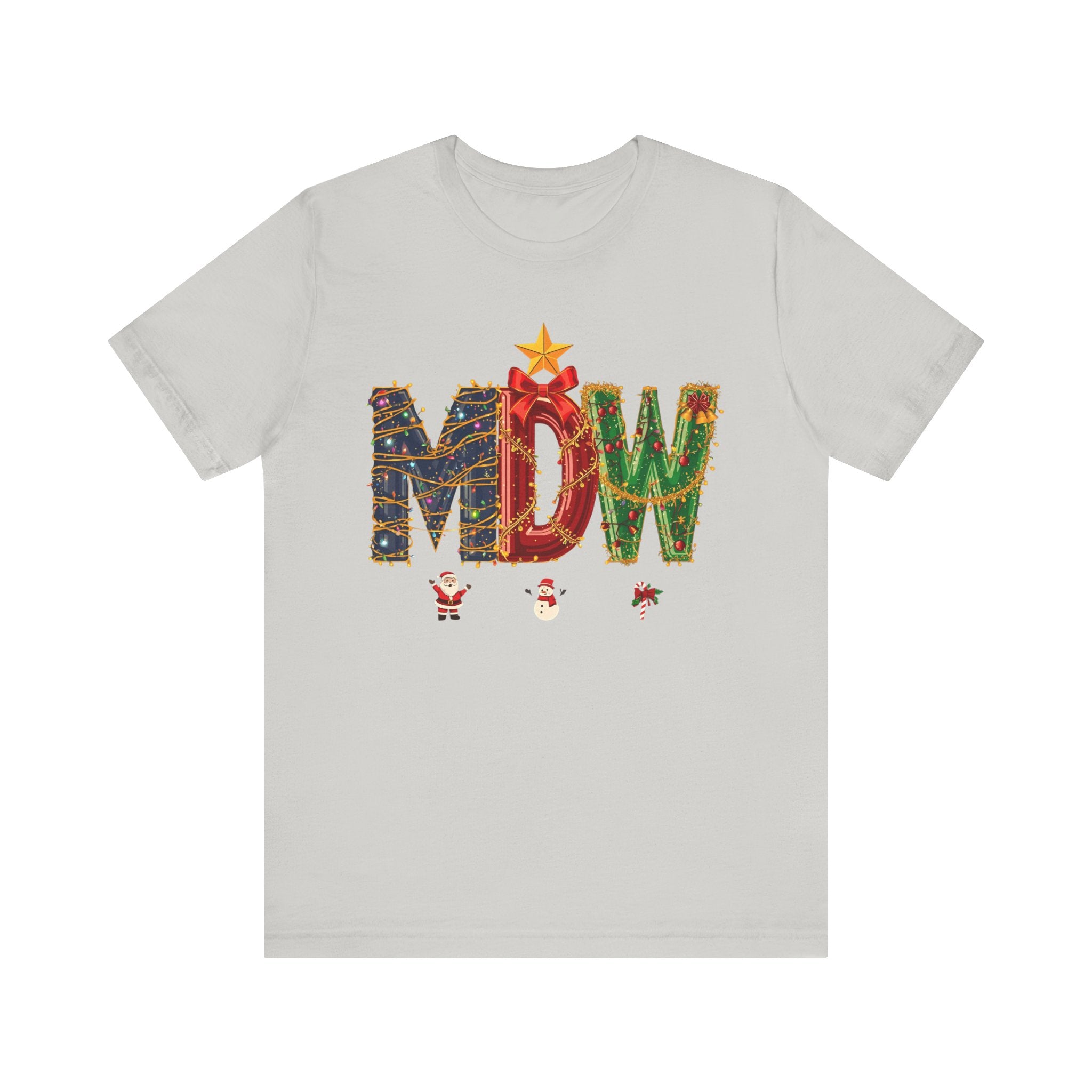 MDW Christmas Shirt – Festive Holiday Letter Art Tee | Christmas Gift | Bella Canvas 3001