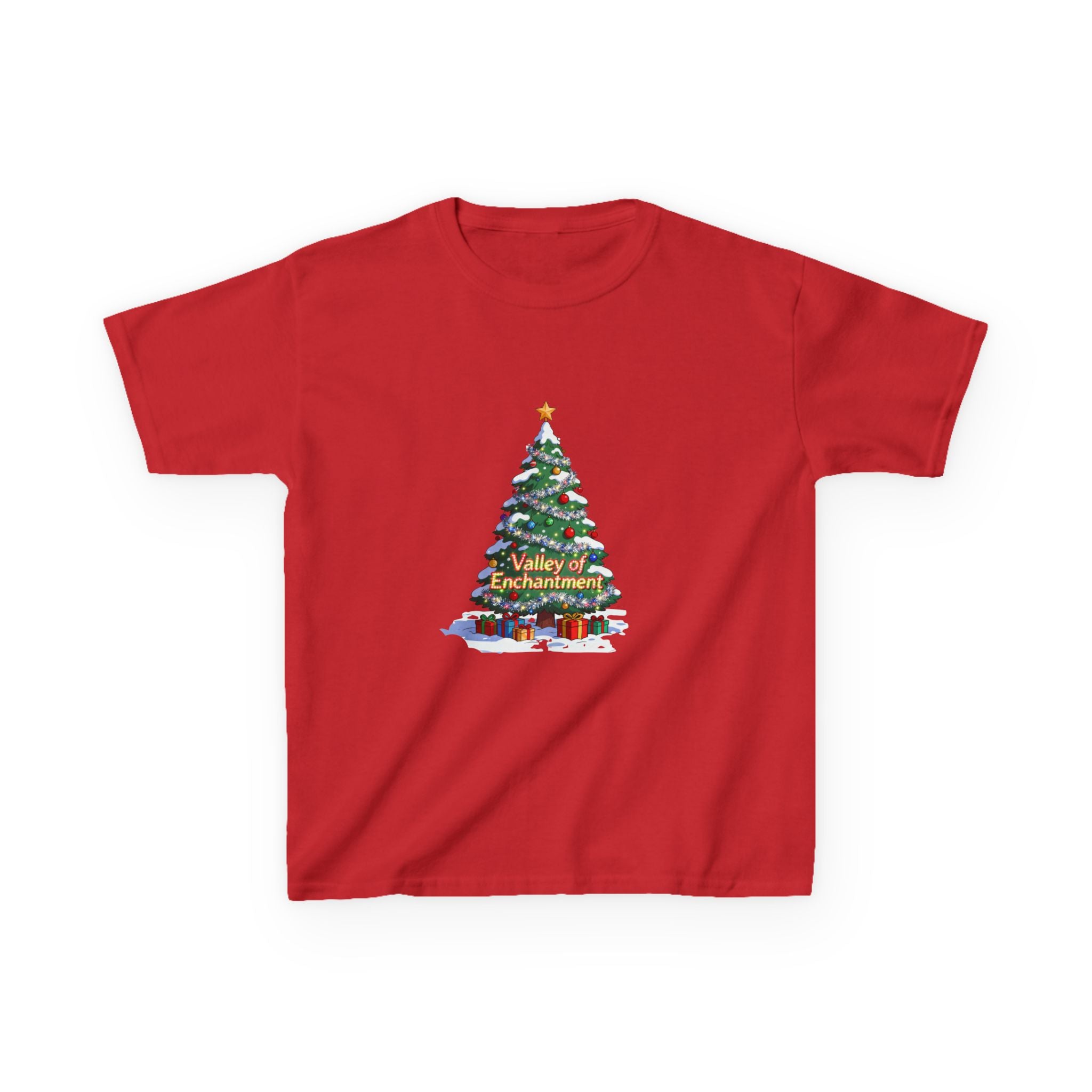 Valley of Enchantment Christmas Kids Shirt – Cute Holiday Tree Gift Tee | Mountain Town Christmas Gift for Kids | Gildan 5000B