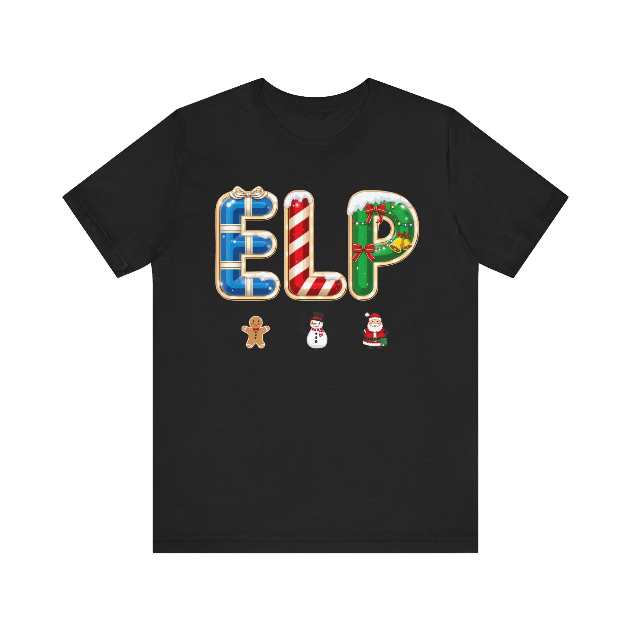 ELP Christmas Shirt – Festive Holiday Letter Art Tee | Christmas Gift | Bella Canvas 3001