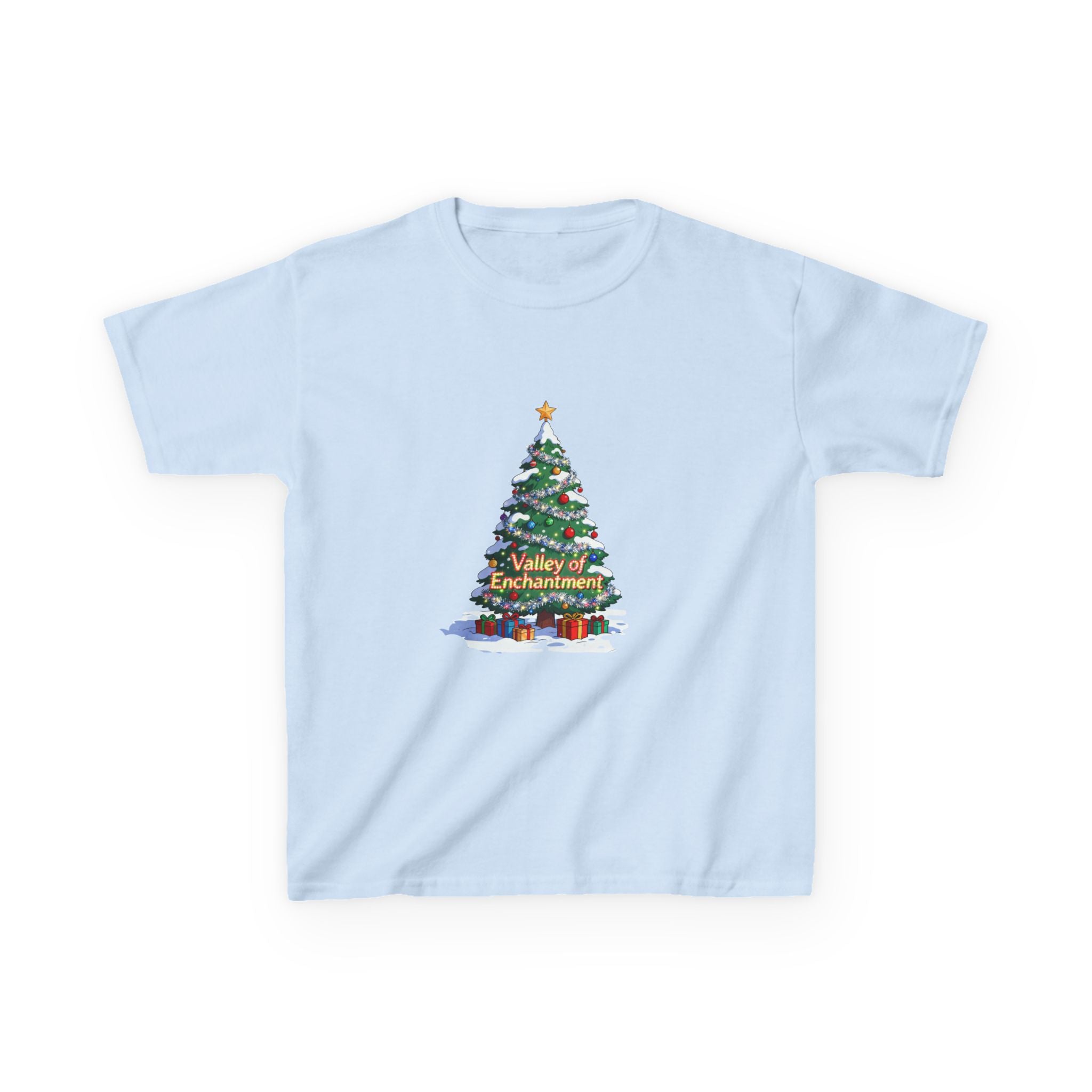Valley of Enchantment Christmas Kids Shirt – Cute Holiday Tree Gift Tee | Mountain Town Christmas Gift for Kids | Gildan 5000B