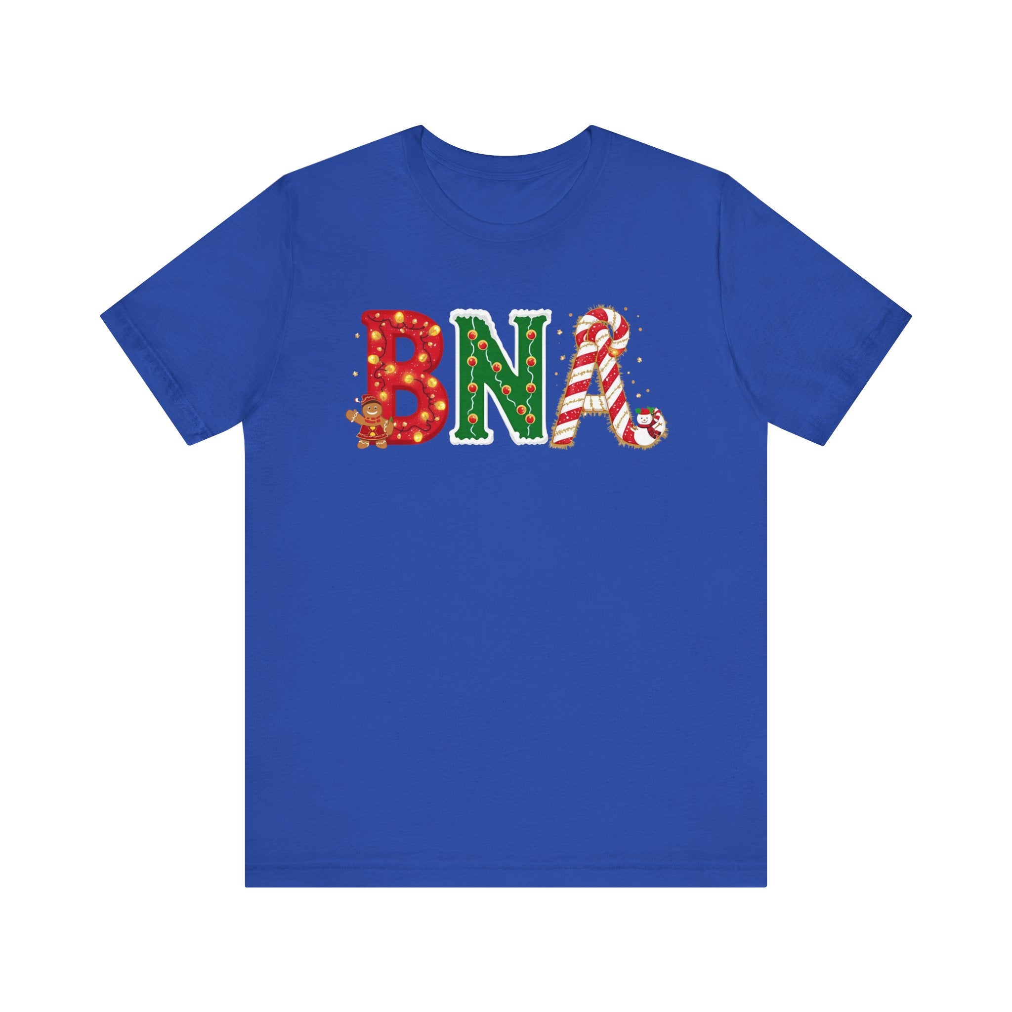 BNA Christmas Shirt – Festive Holiday Letter Art Tee | Christmas Gift | Bella Canvas 3001