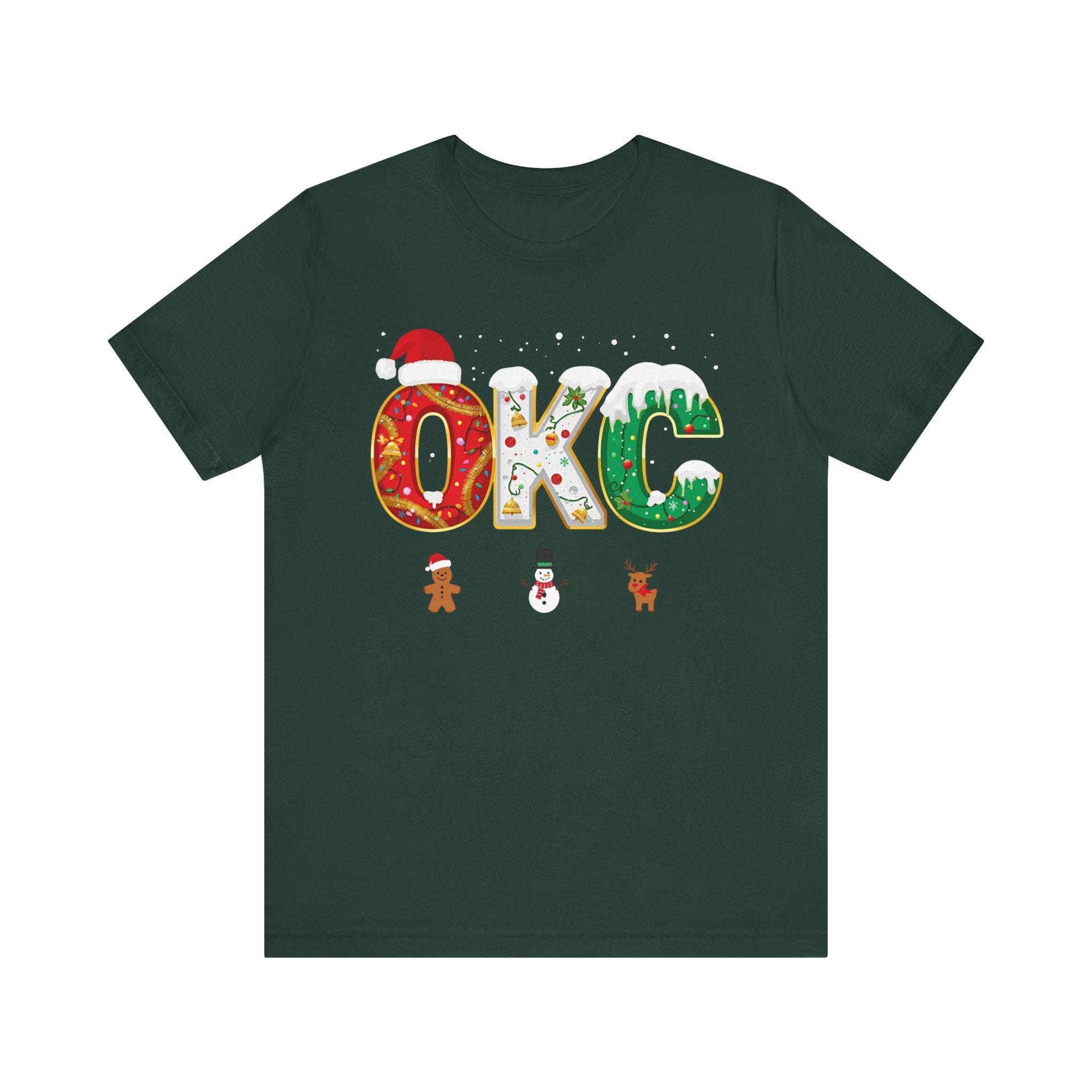 OKC Christmas Shirt – Festive Letter Art Tee | Christmas Gift | Bella Canvas 3001